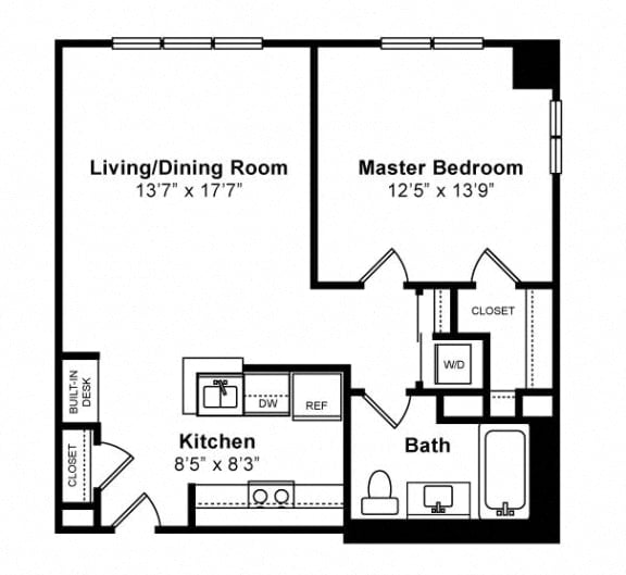 1 Bed/1 Bath-Savoy floor plan