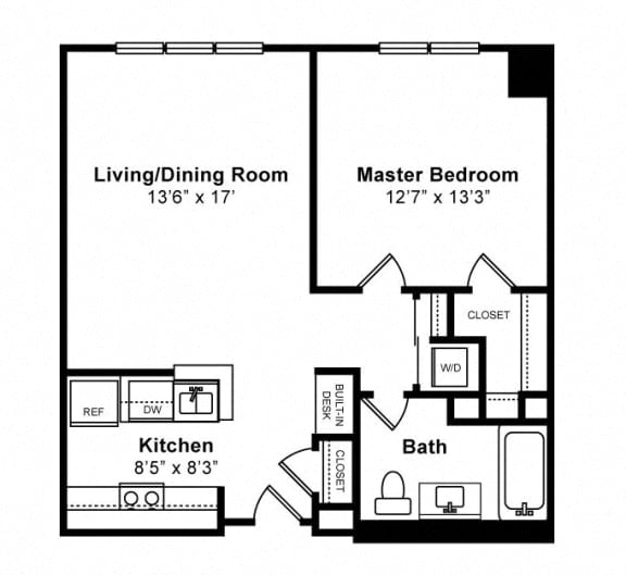 1 Bed/1 Bath-Sutton floor plan