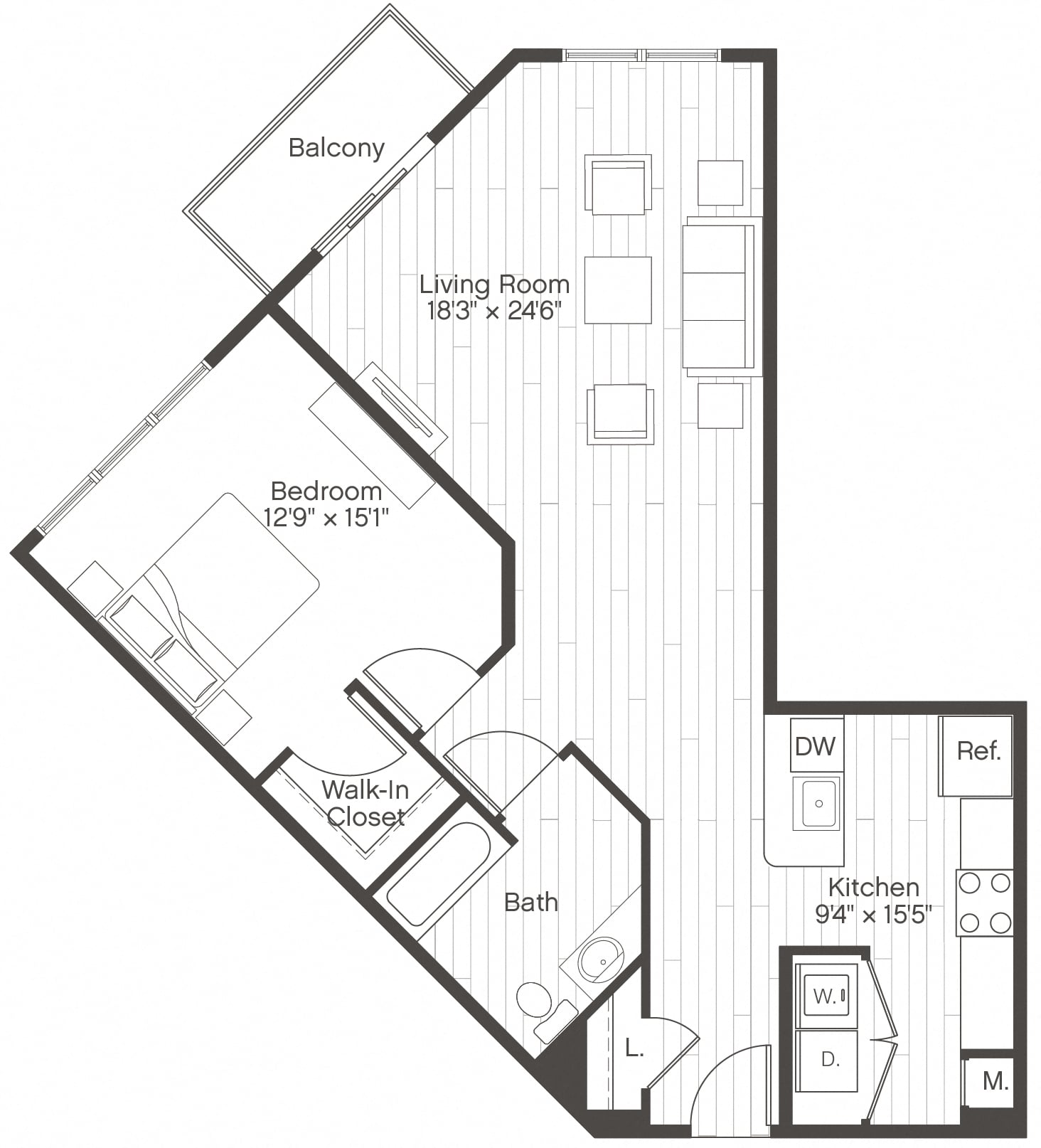 1 Bed/1 Bath-A6 floor plan