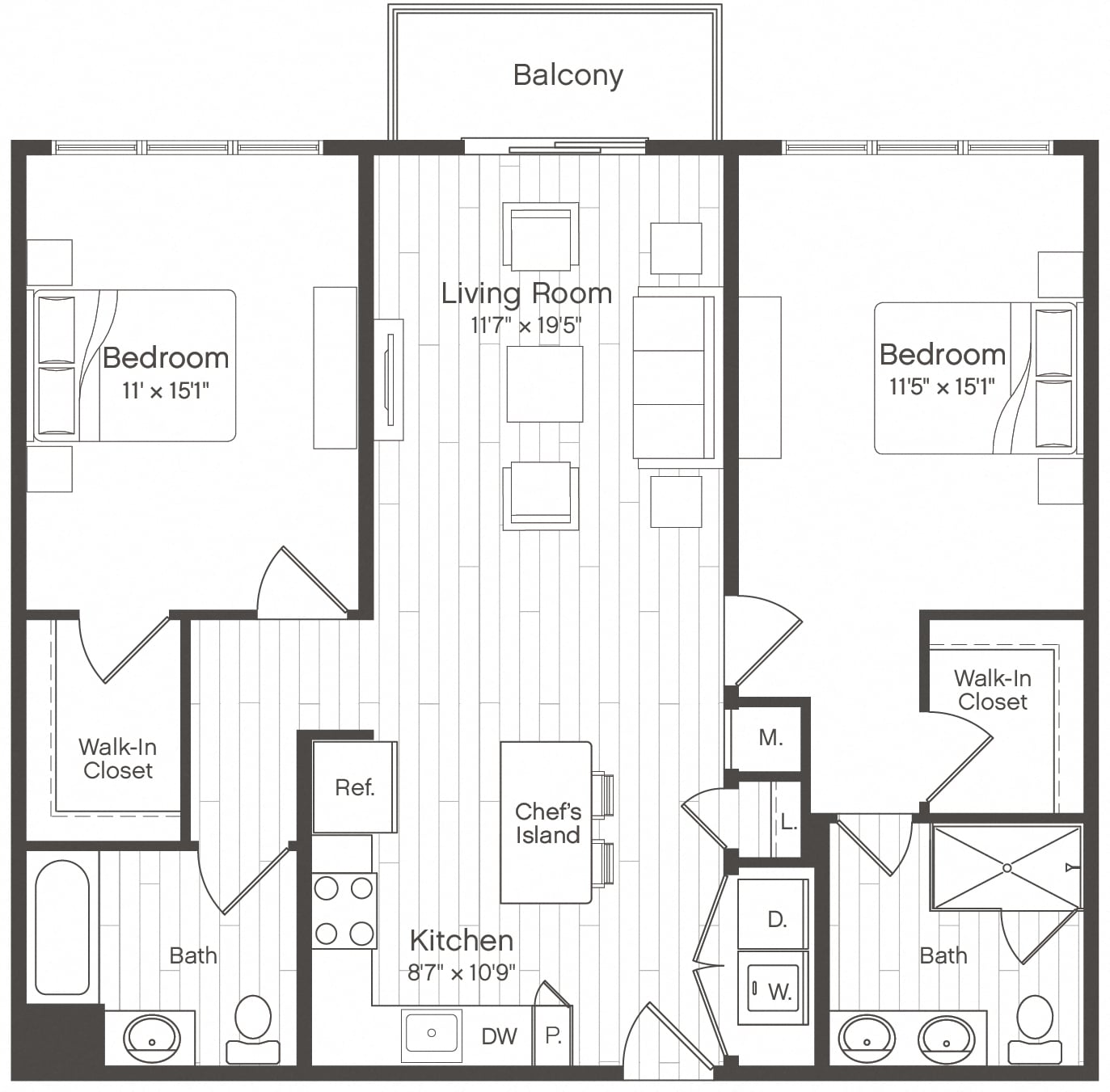 2 Bed/2 Bath-B2 floor plan