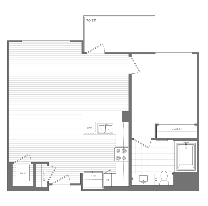 Rendering of the I floor plan with 1 bedroom[s] and 1 bathroom[s] at Windsor Winchester