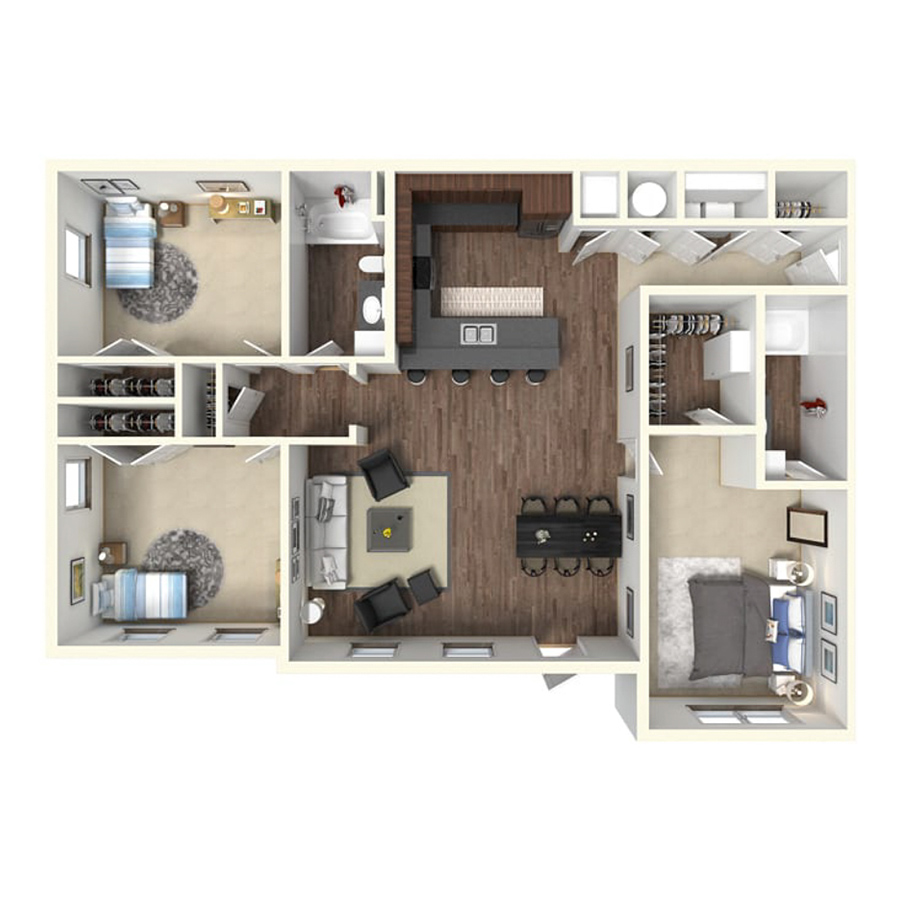 3B-3X2 floor plan