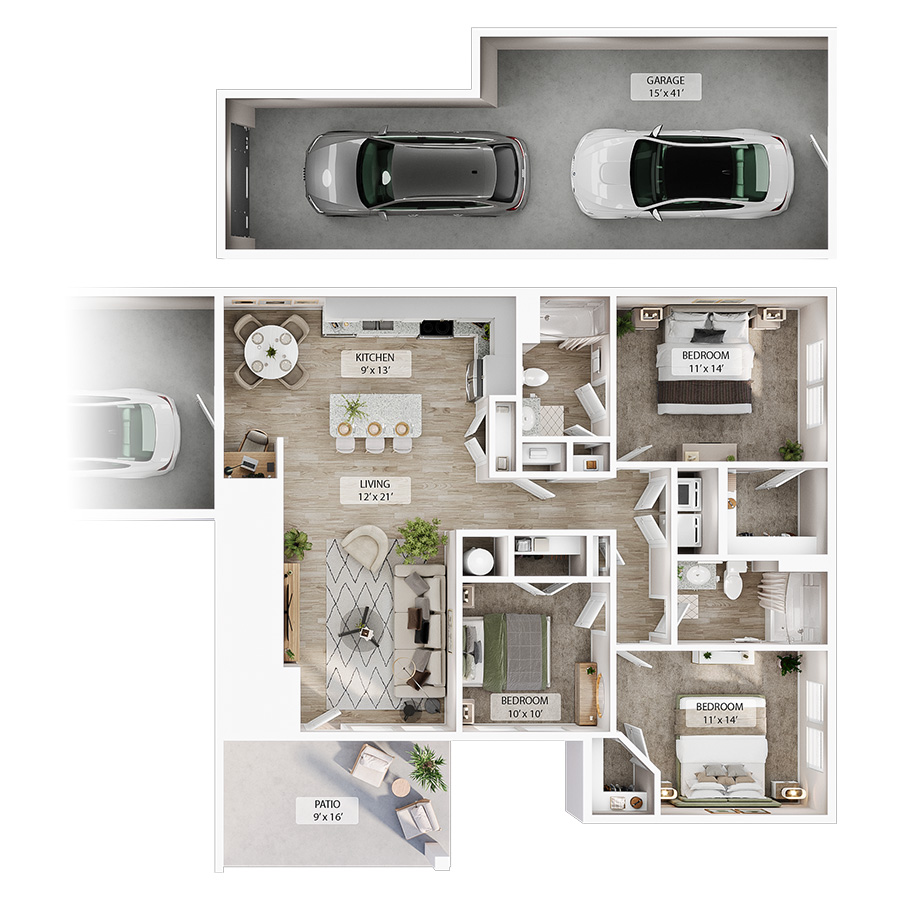 3 BR Grand Courtyard Garage floor plan