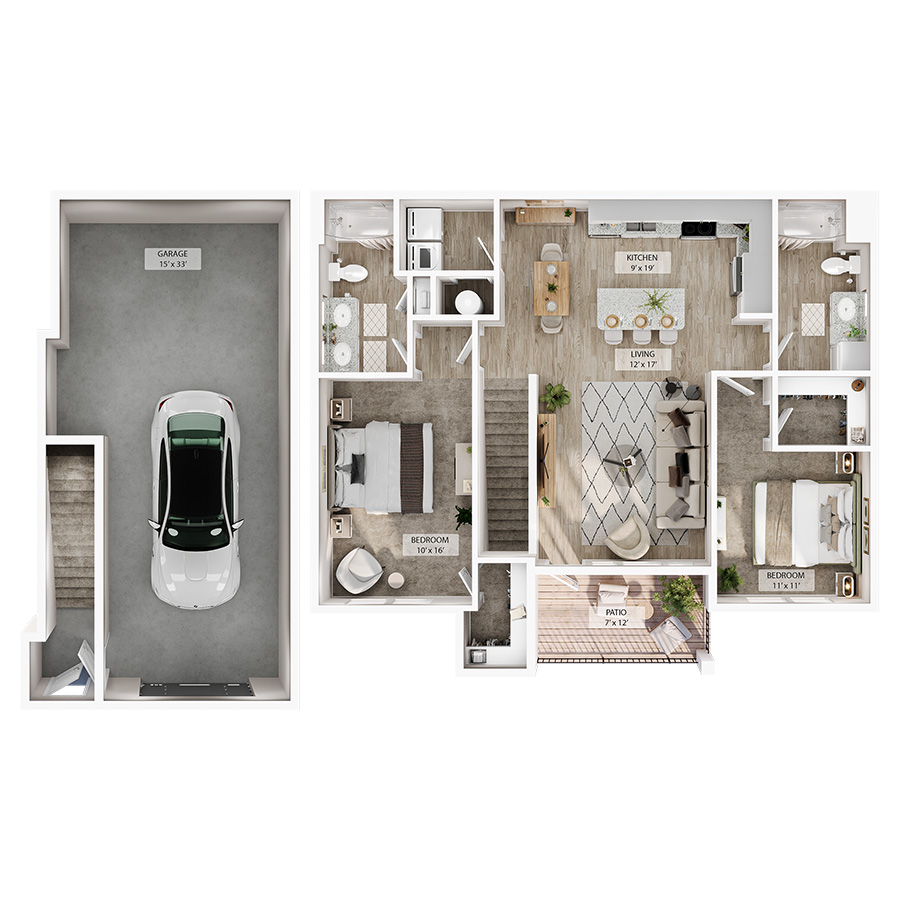 2 BR Grand Overlook Garage floor plan