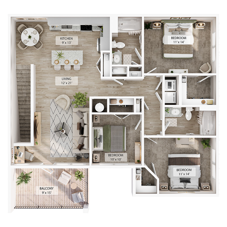 3 BR Grand Overlook floor plan