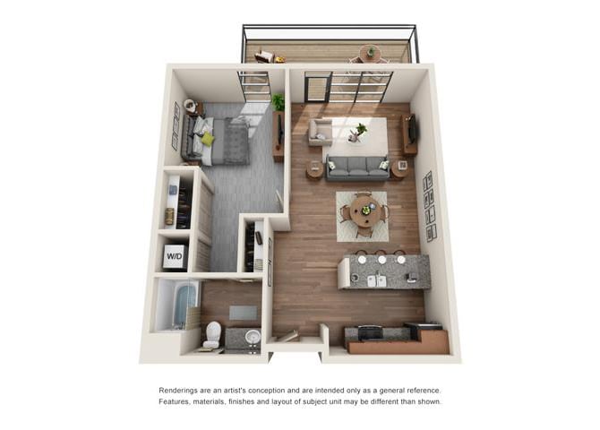 1x1 Penthouse floor plan