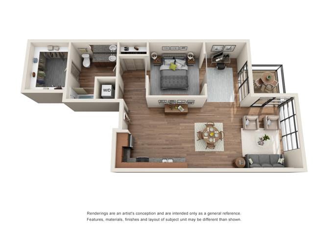 1x1 Den floor plan