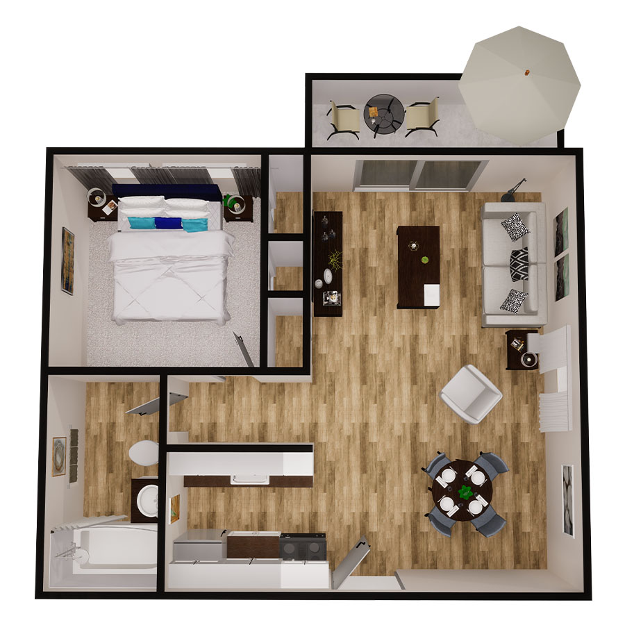 One Bedroom Grand floor plan