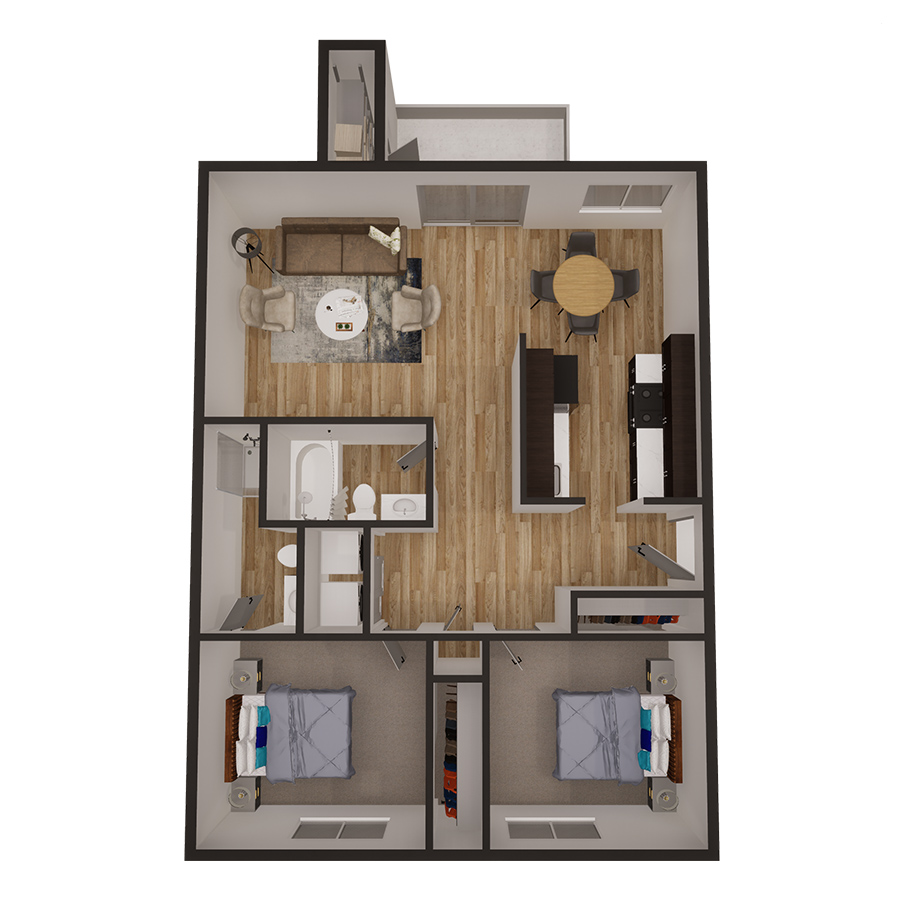 2x2 910 sqft - Partial floor plan