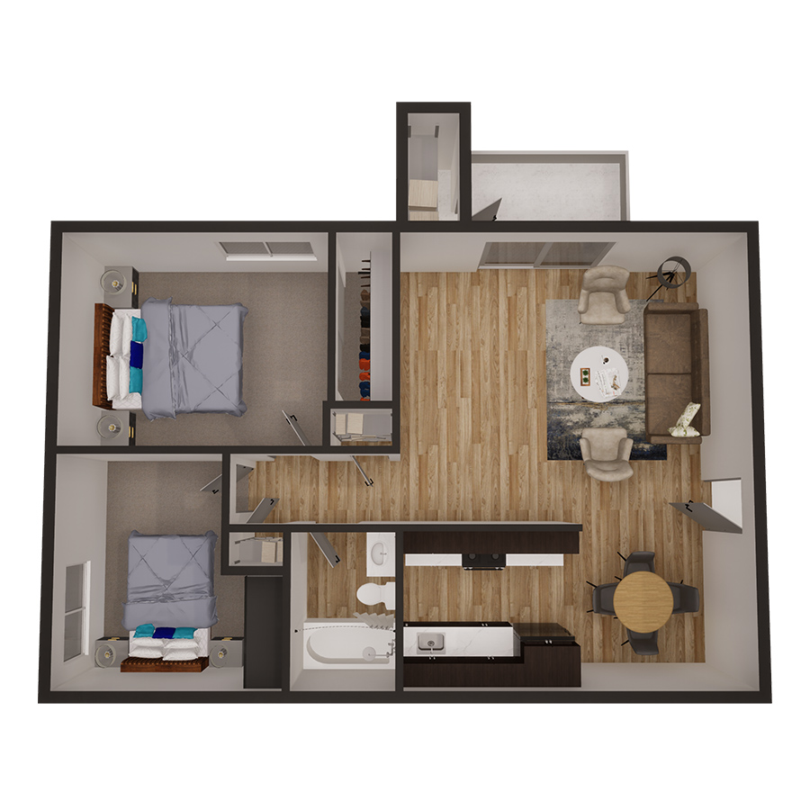 2x1 816 sqft - Classic floor plan