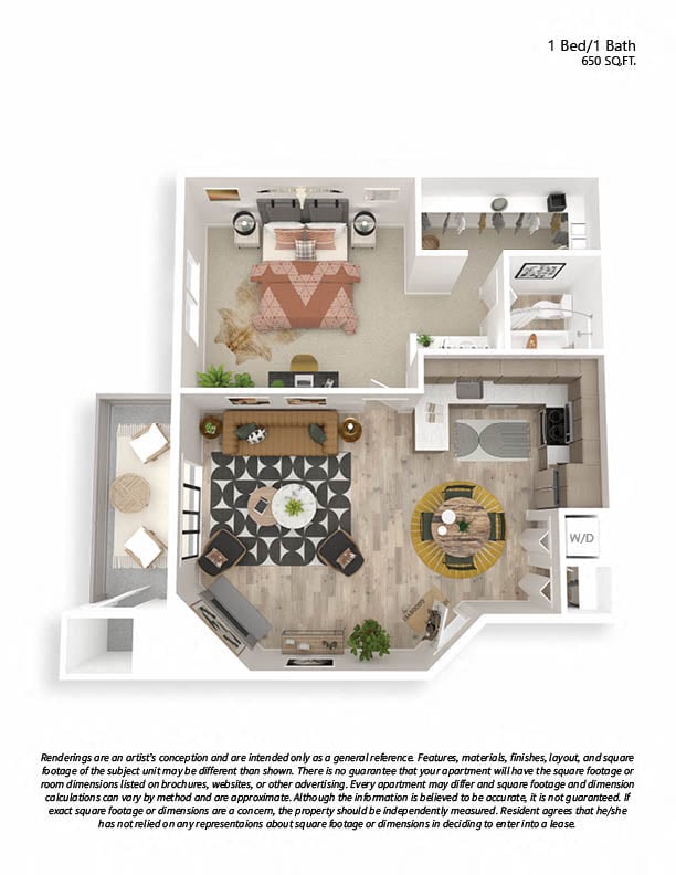 A1 1x1 floor plan