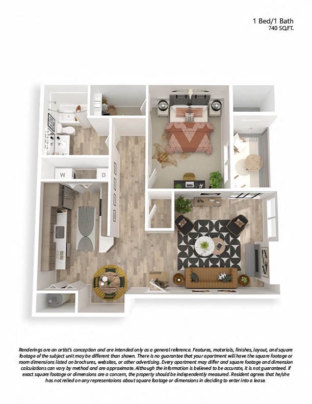 A2 1x1 floor plan