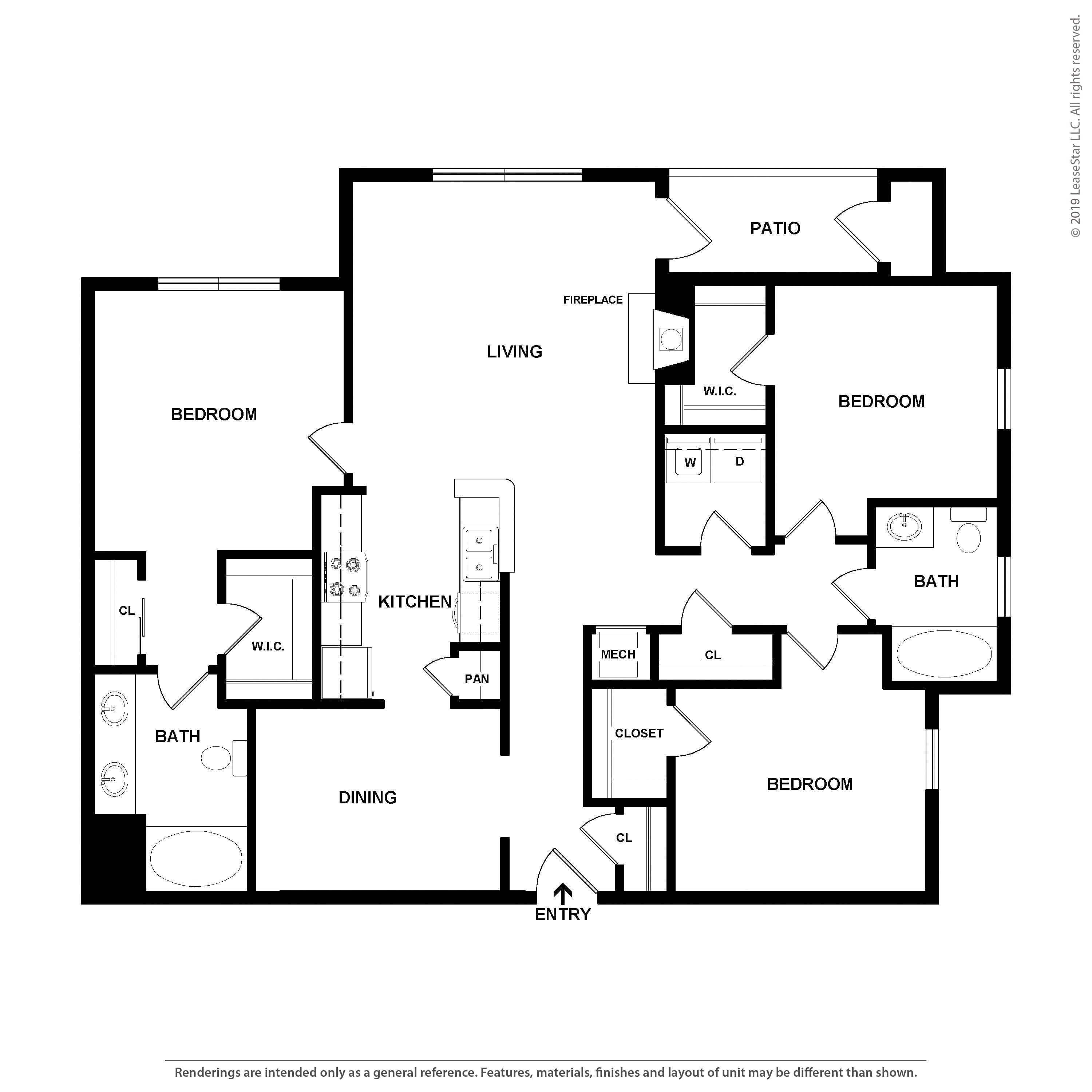 3 Bed/2 Bath-C1 floor plan