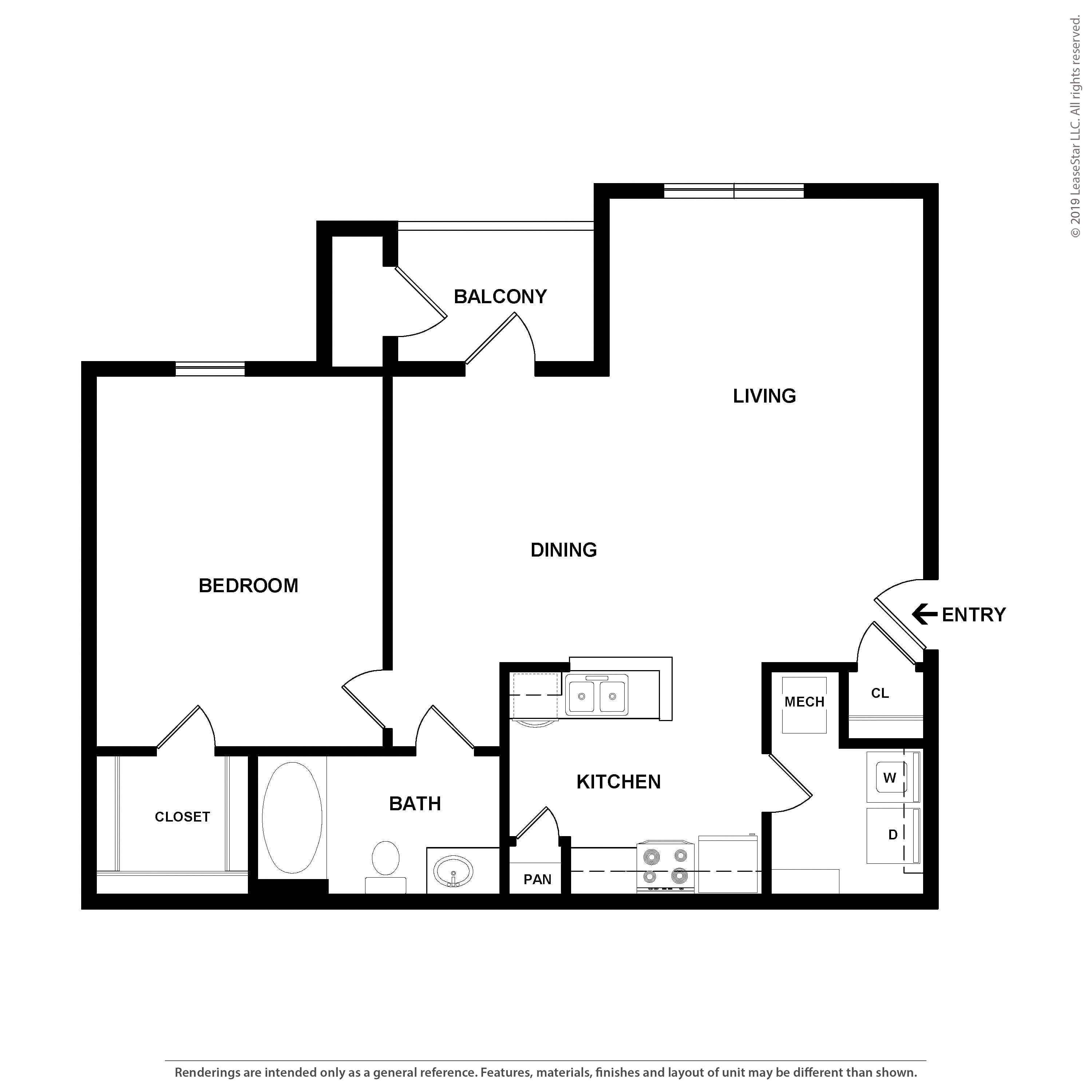 1 Bed/1 Bath-A1 floor plan