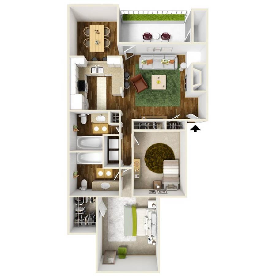 2x2 Reno floor plan