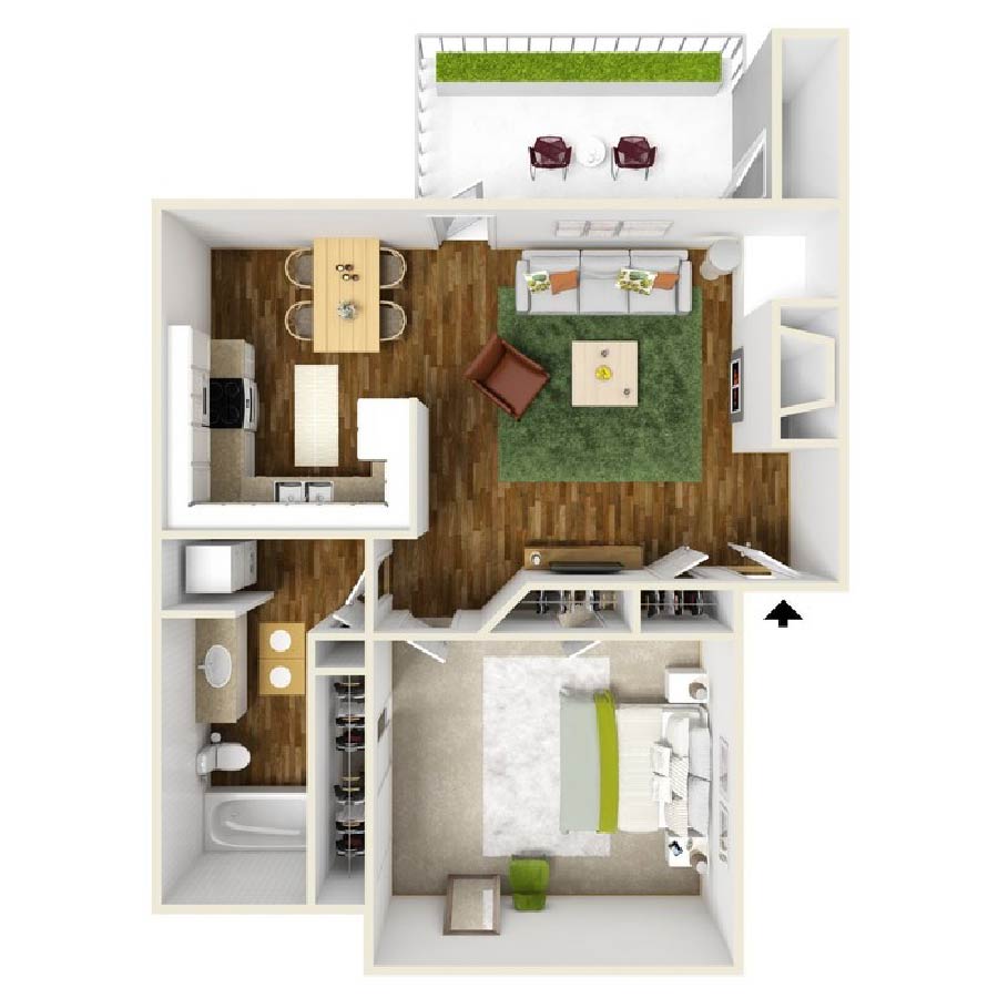 1x1 floor plan