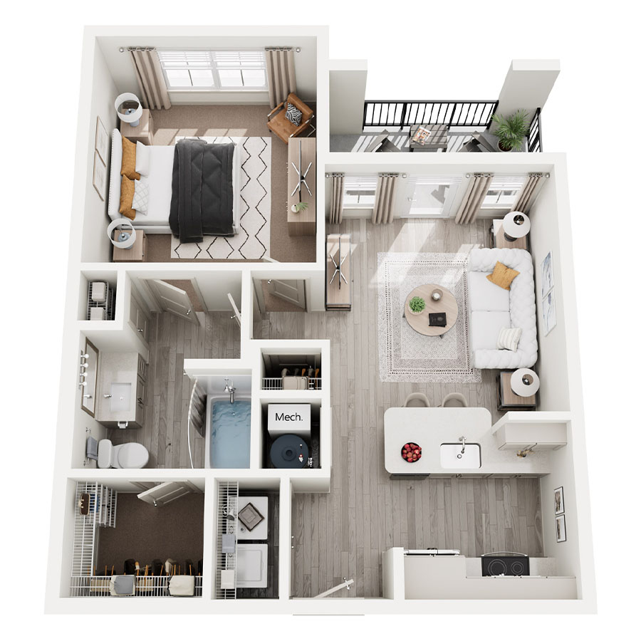 A1 - 1x1 floor plan