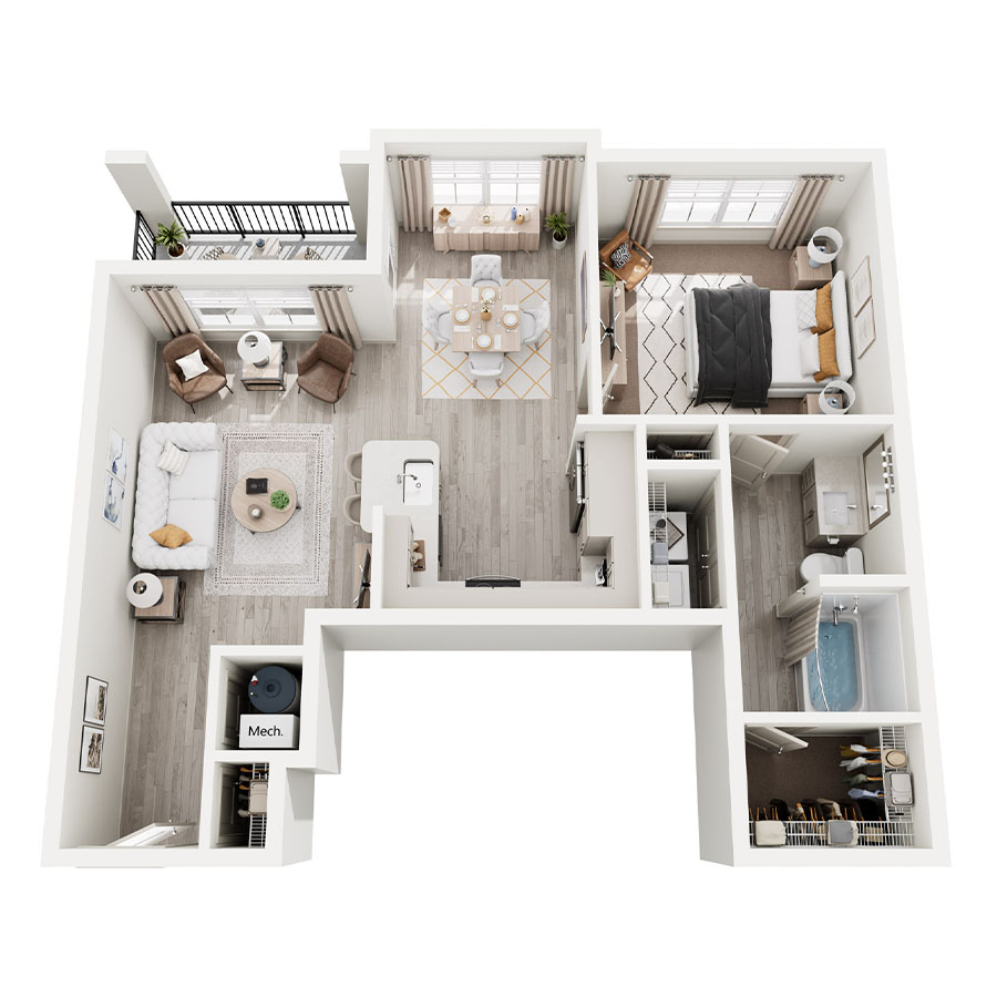 A2.1 - 1x1 floor plan