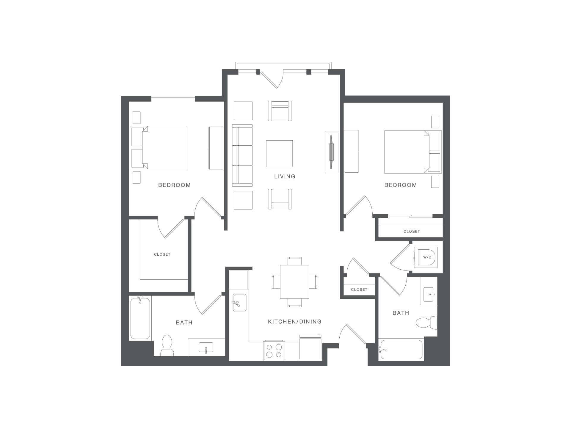2 Bed/2 Bath-Q-B2 floor plan