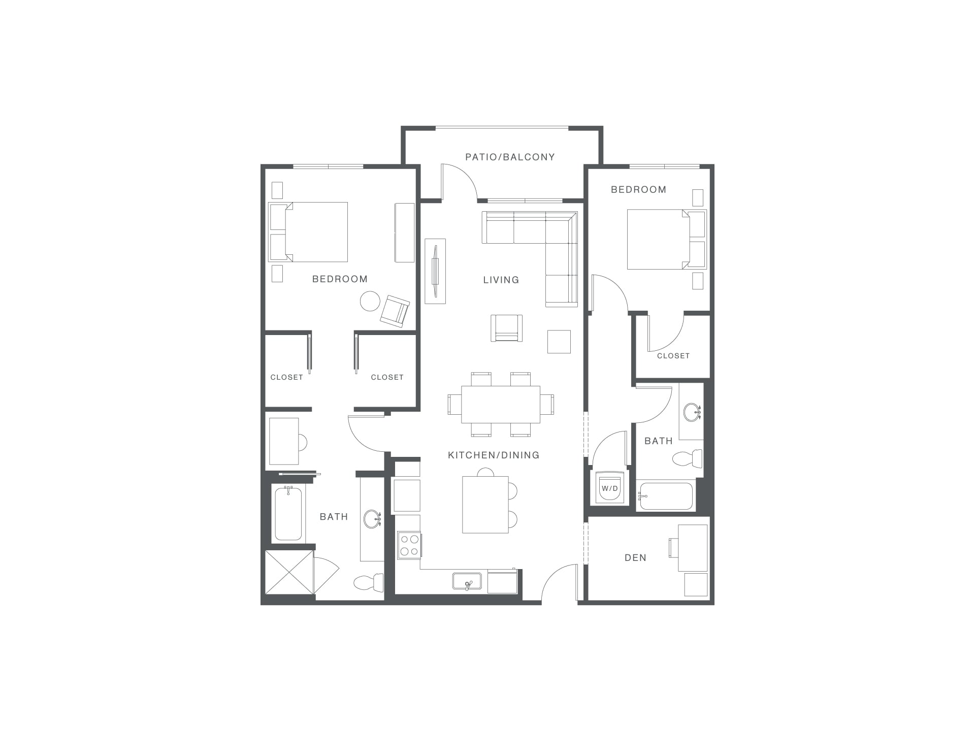 2 Bed/2 Bath Den-M-B2 floor plan