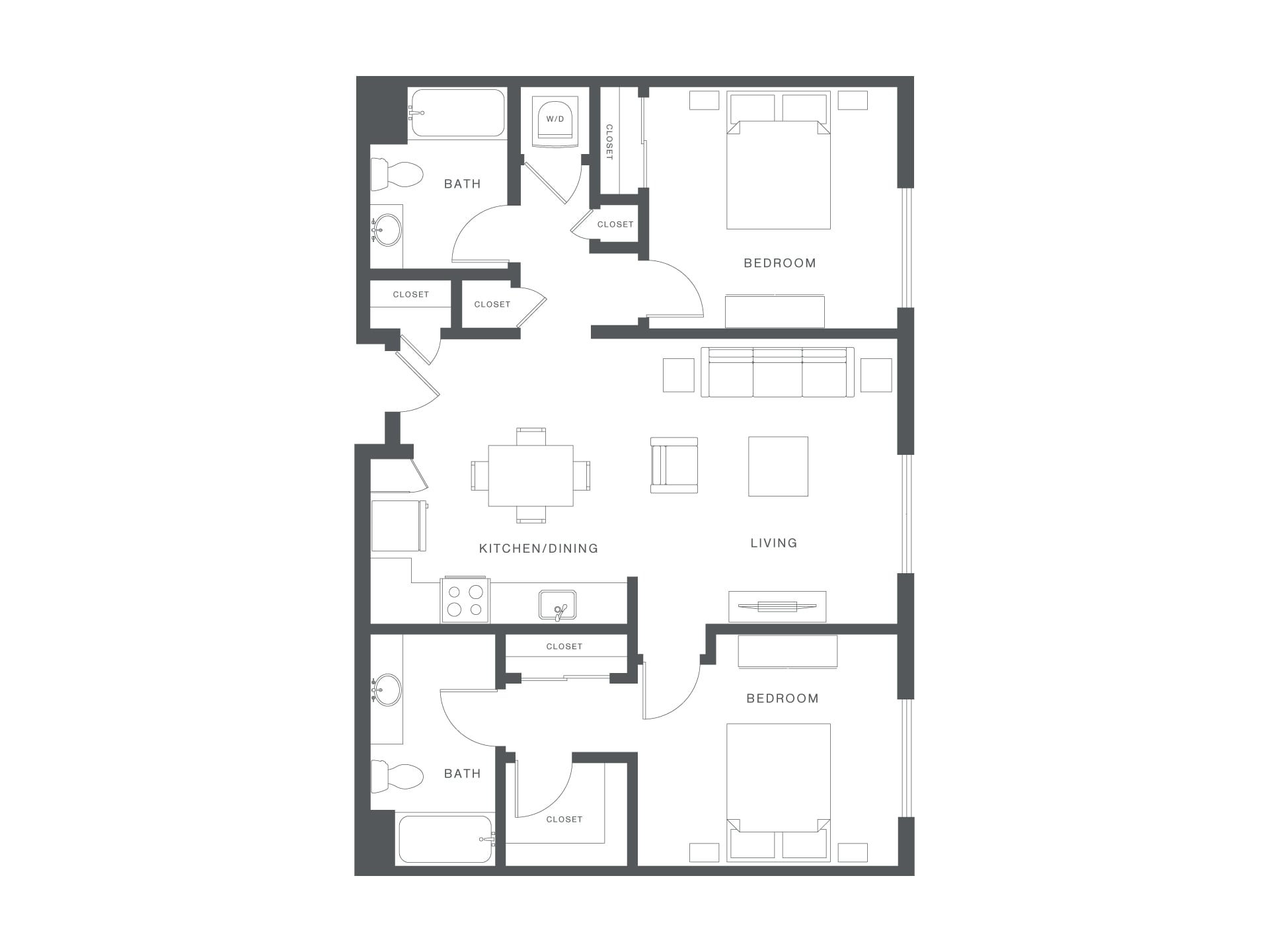 2 Bed/2 Bath-F-B1 floor plan