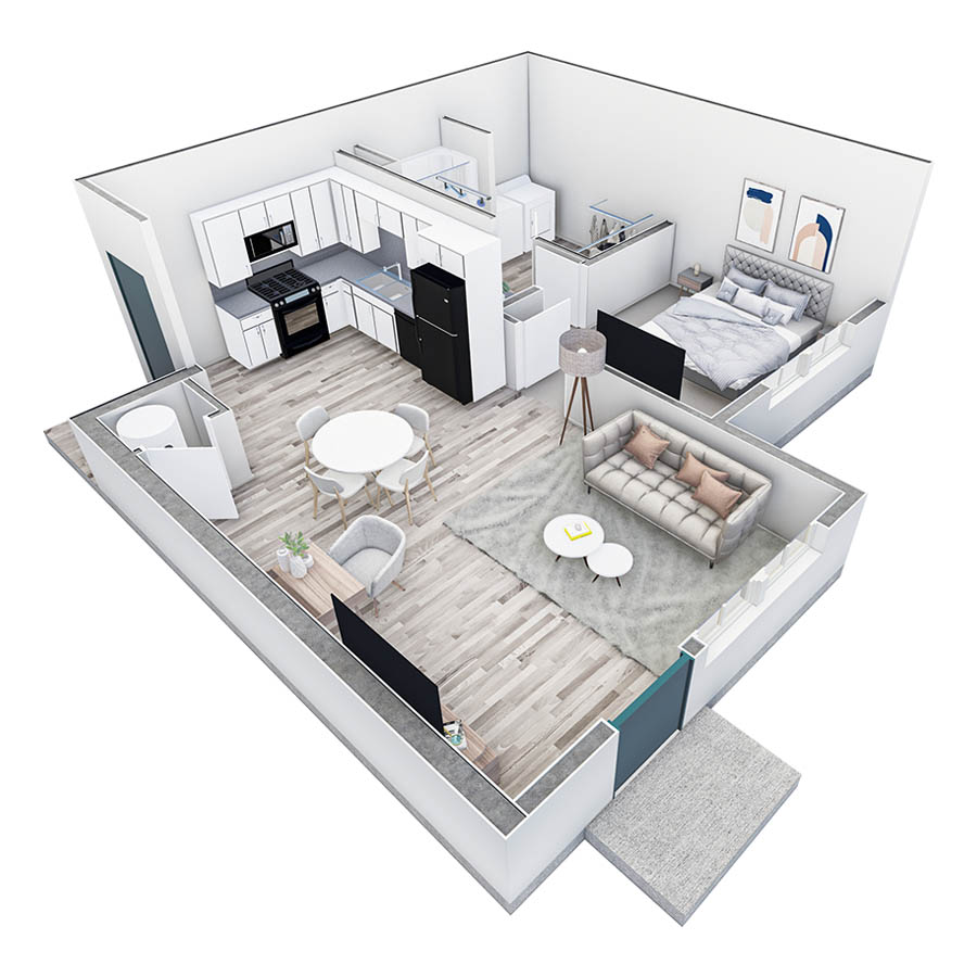 1 BR Premier Retreat Courtyard floor plan