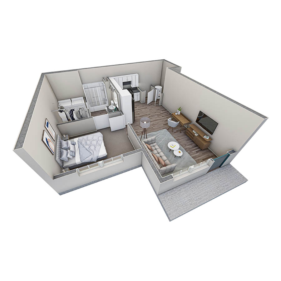 1 BR Horizon Courtyard floor plan