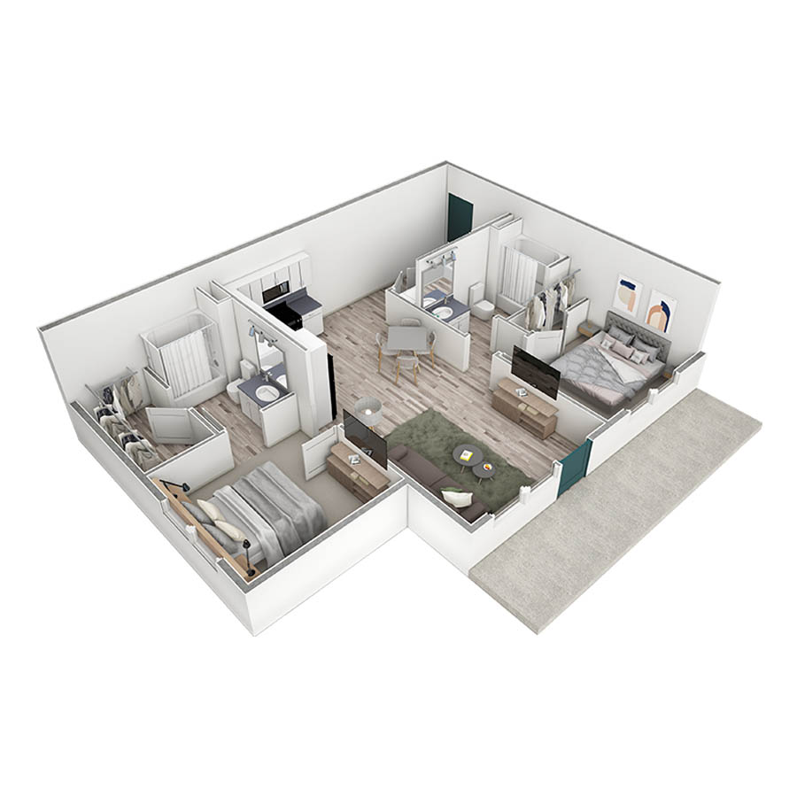 2-2 BR Premier Horizon Courtyard floor plan