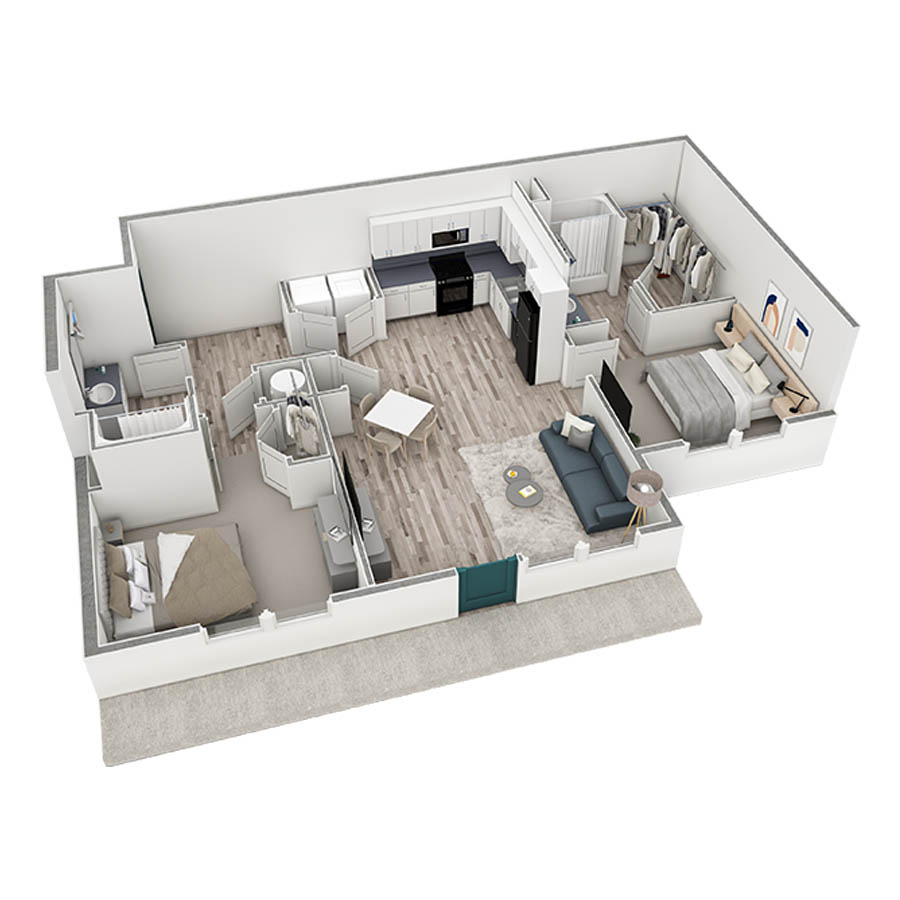 2-2 BR Premier Retreat Courtyard floor plan