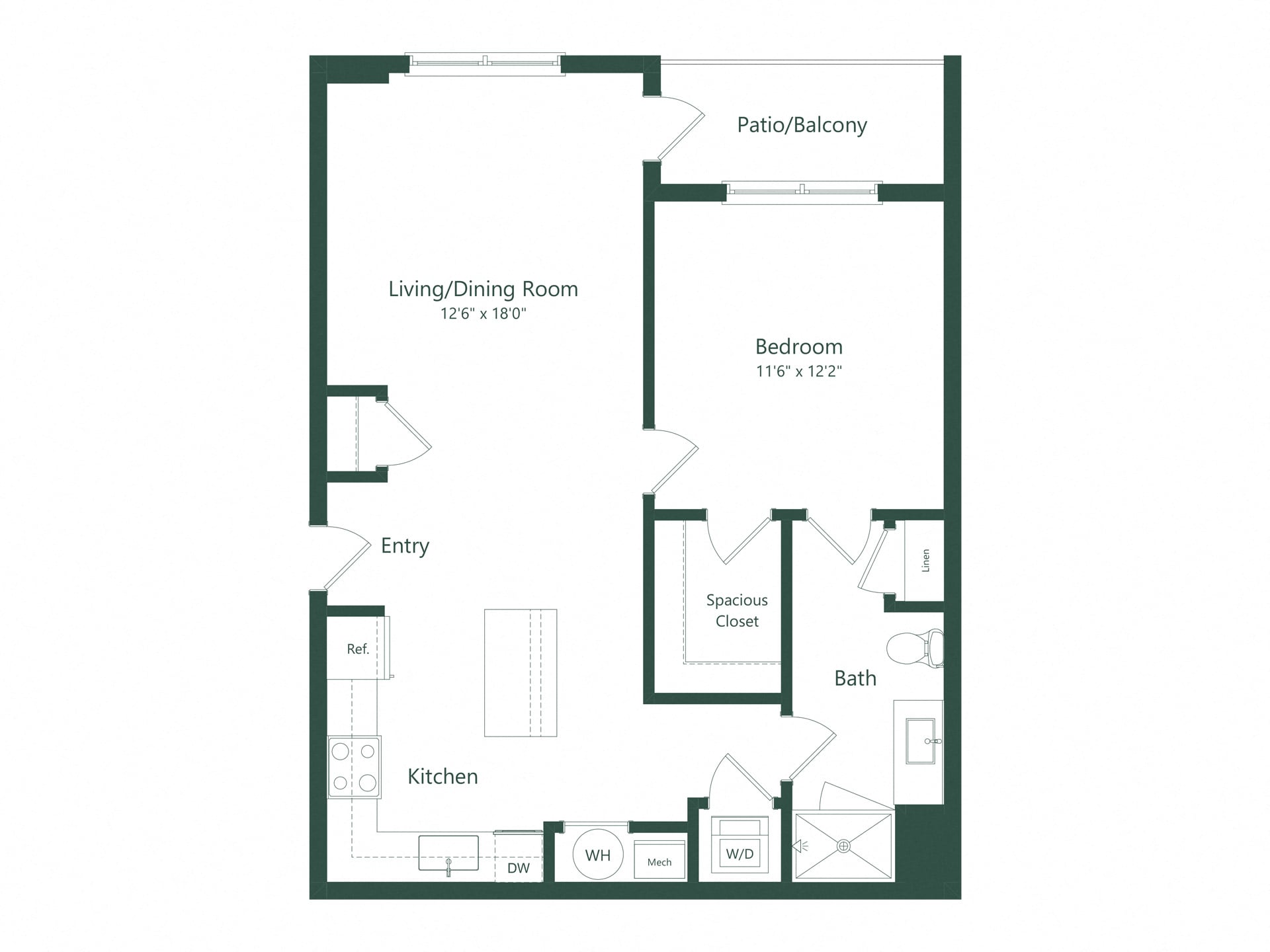 1B | 1 Bed | 1 Bath floor plan
