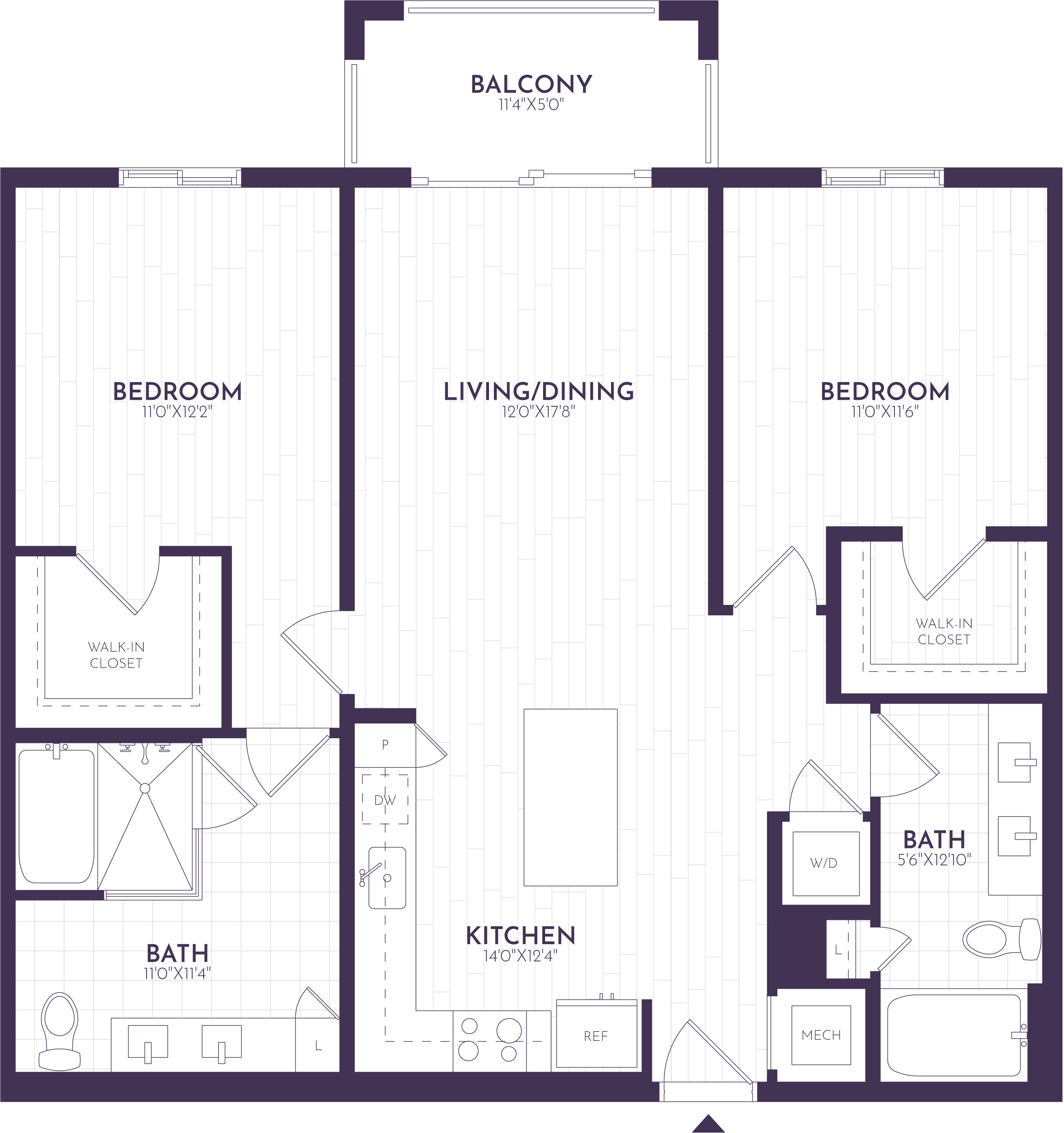 2 Bed/2 Bath-B1 floor plan