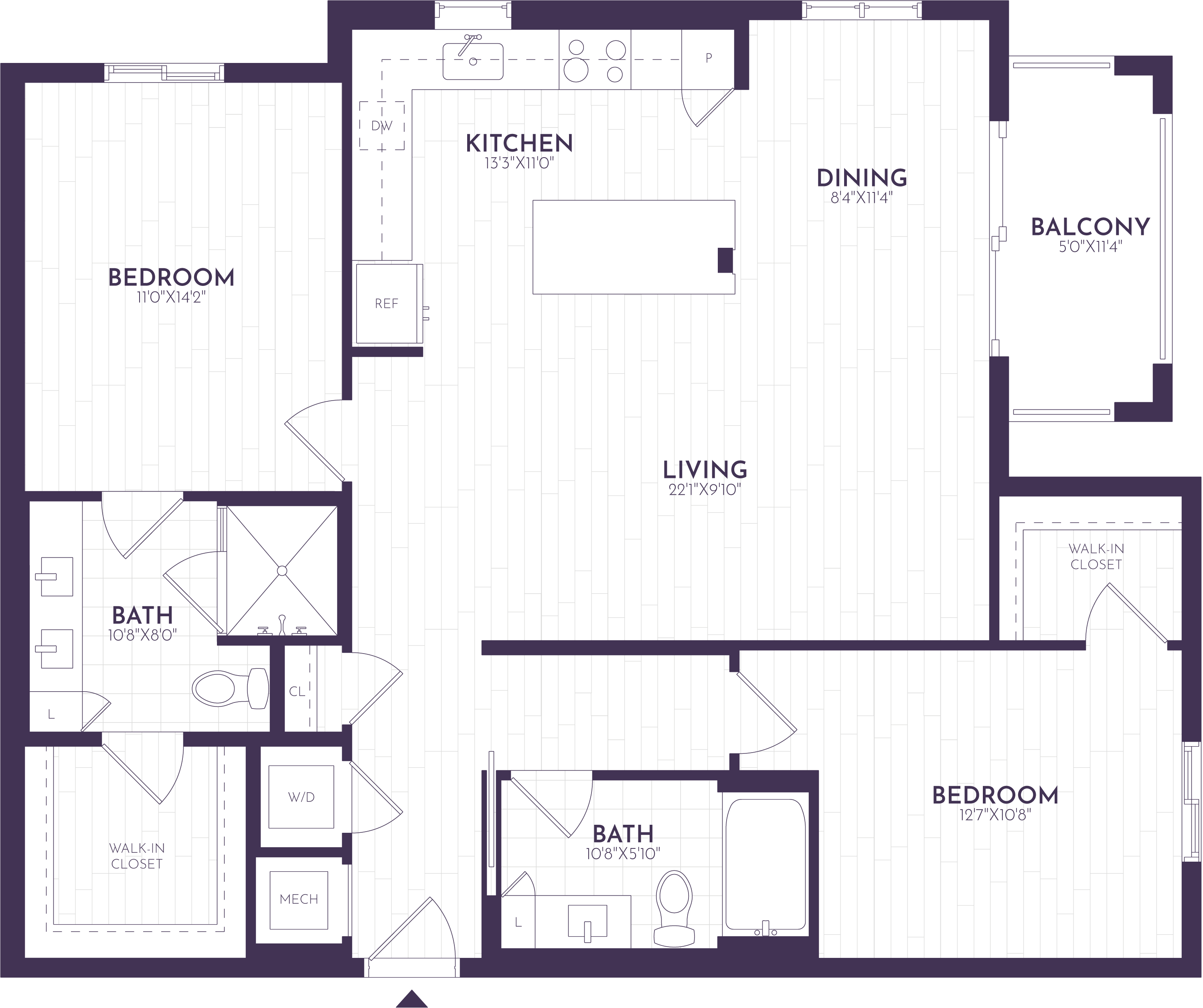 2 Bed/2 Bath-B2 floor plan