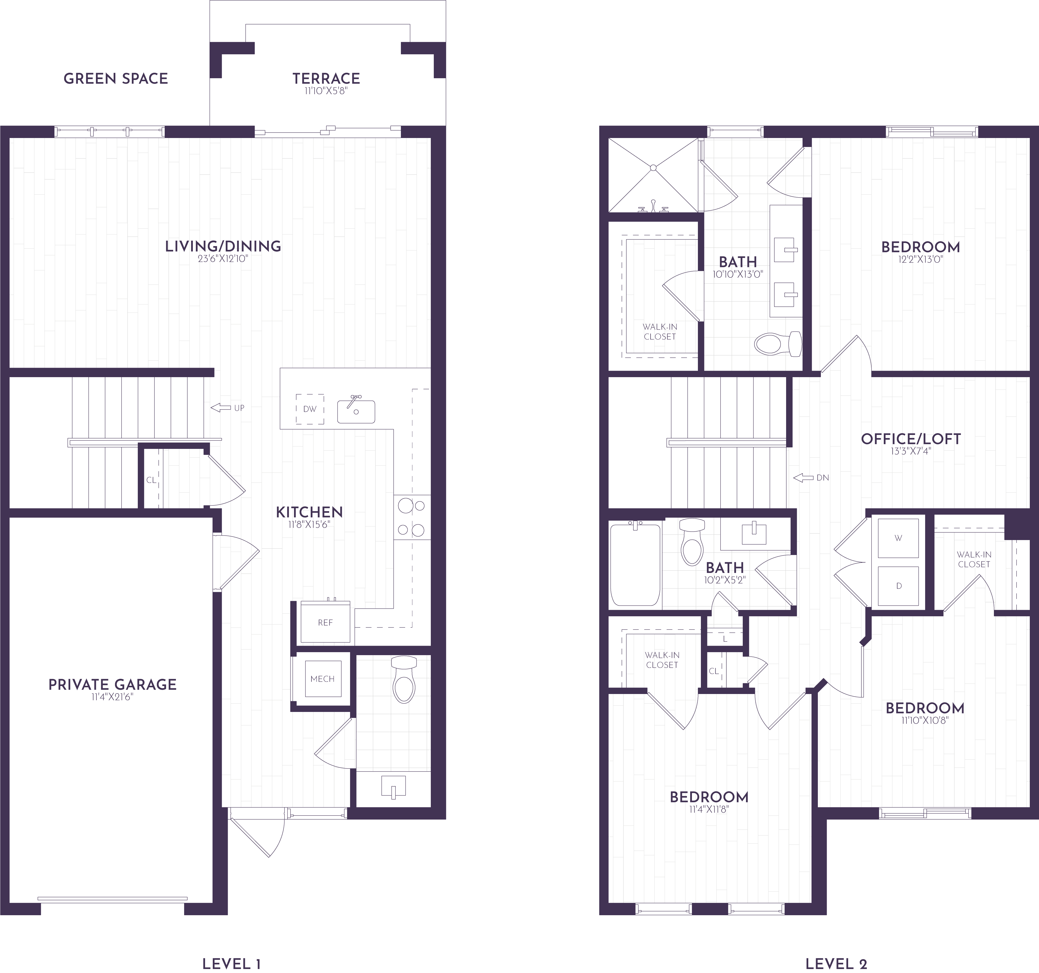 3 Bed/2.5 Bath-TH1 floor plan