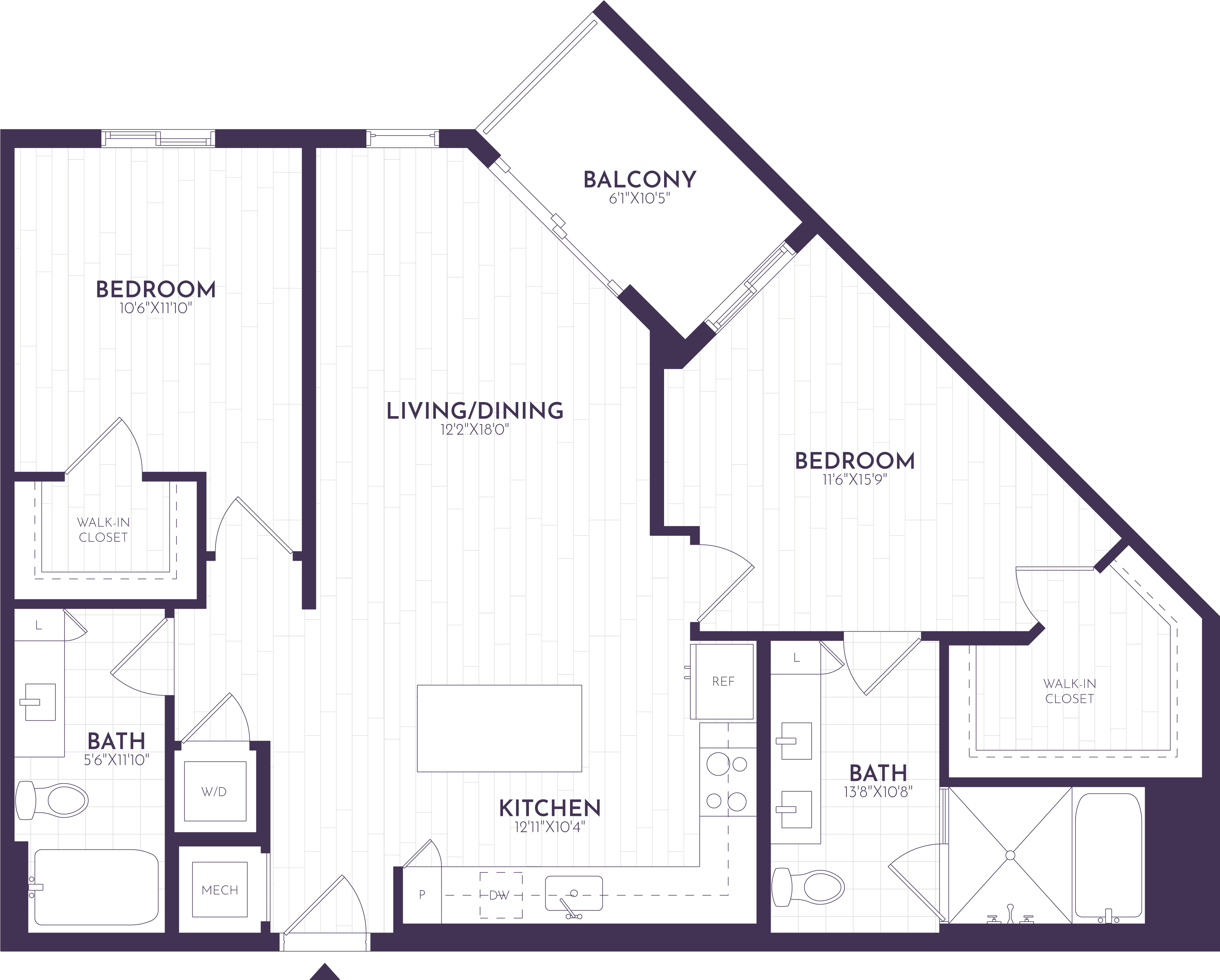 2 Bed/2 Bath-B3 floor plan