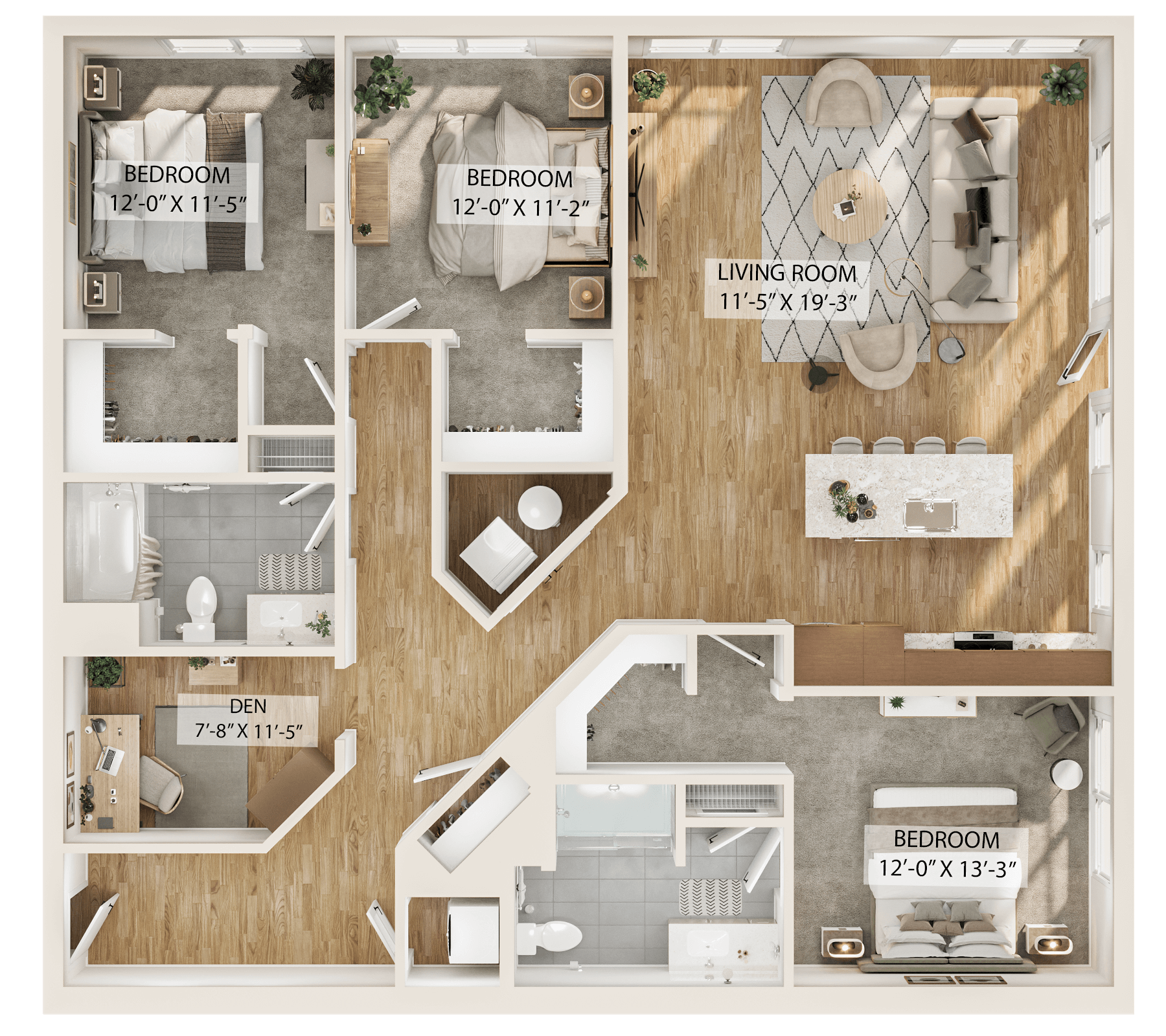 3 Bed/2 Bath Den-C1D floor plan