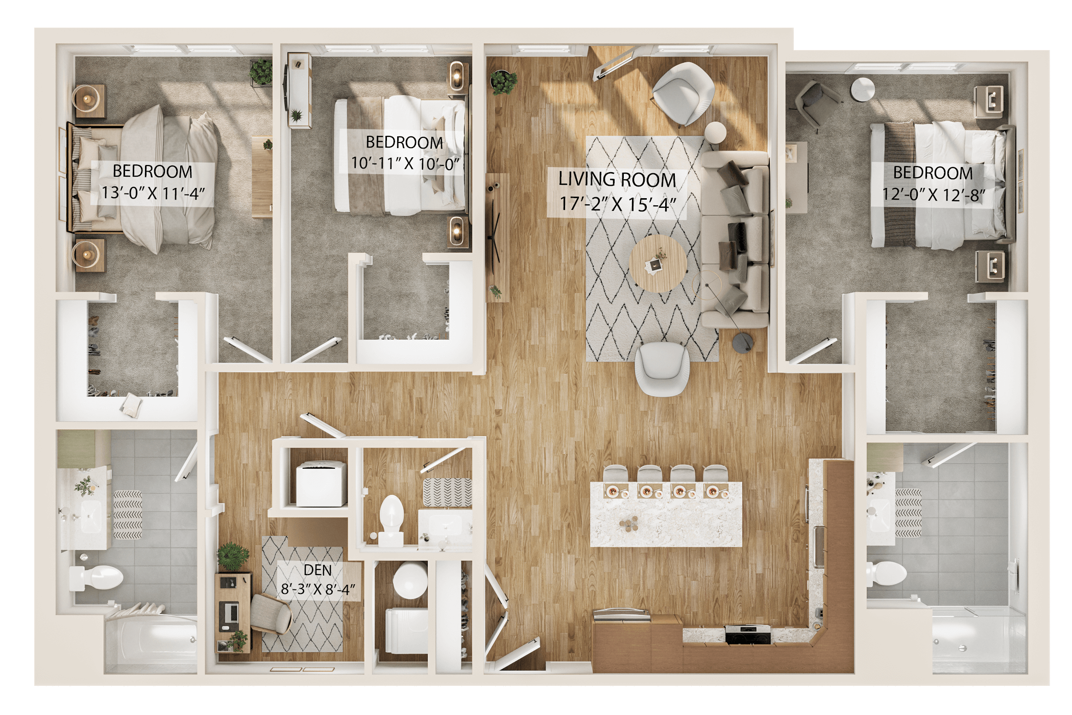 3 Bed/2 Bath Den-C3D floor plan