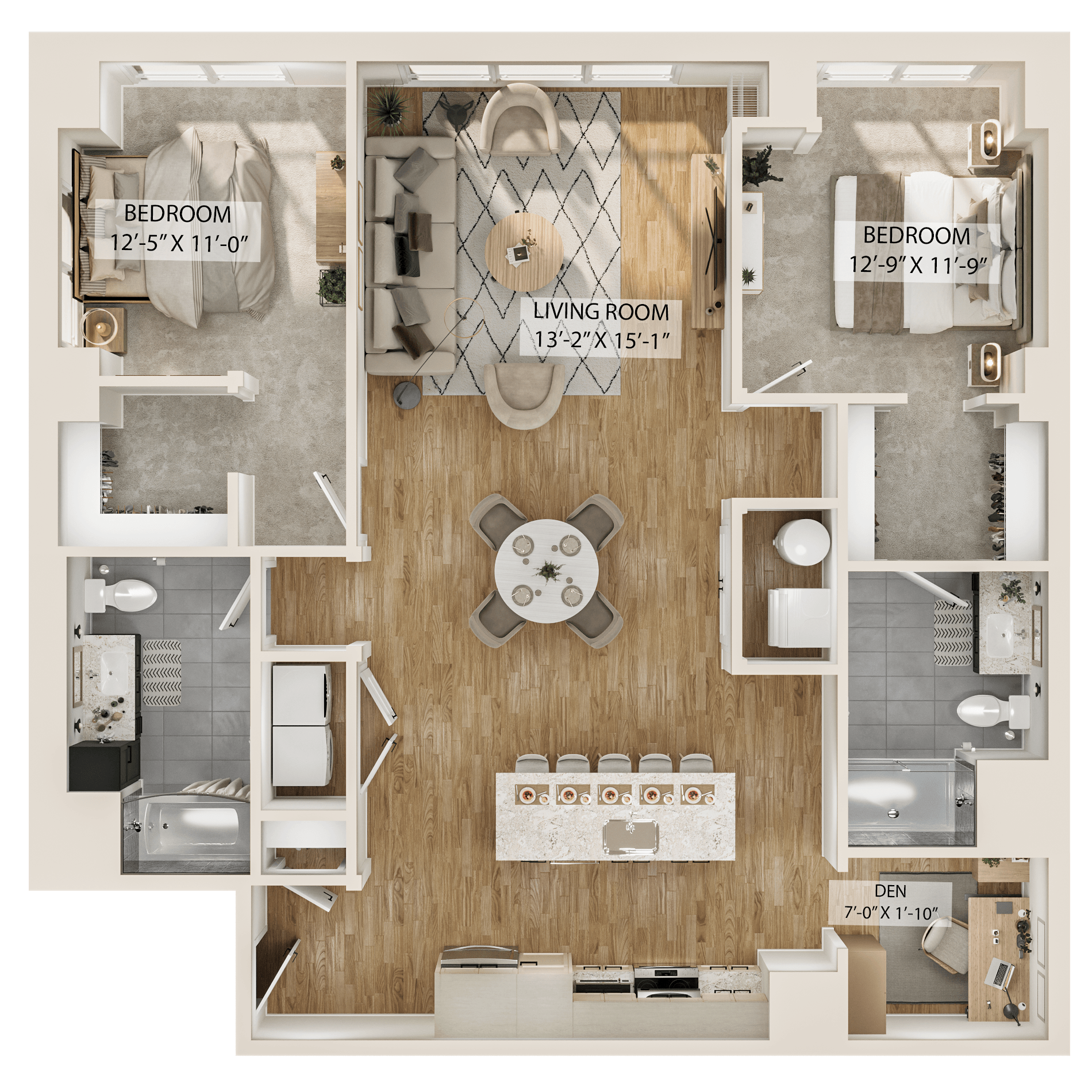 2 Bed/2 Bath Den-B4D floor plan