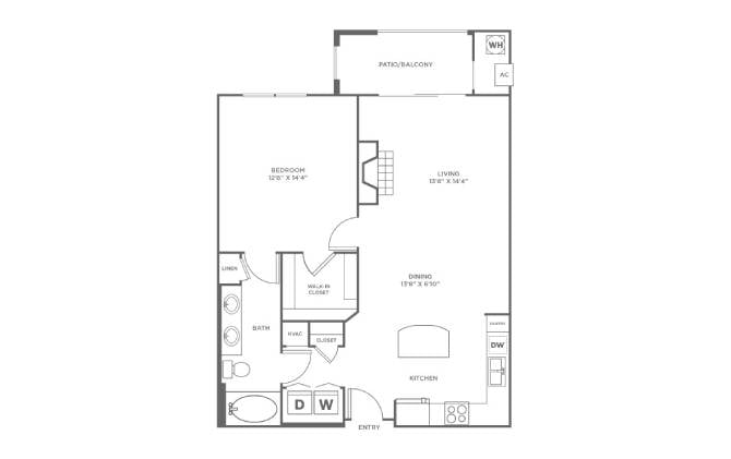1 Bed/1 Bath-A6 floor plan