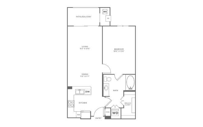 1 Bed/1 Bath-A2 floor plan