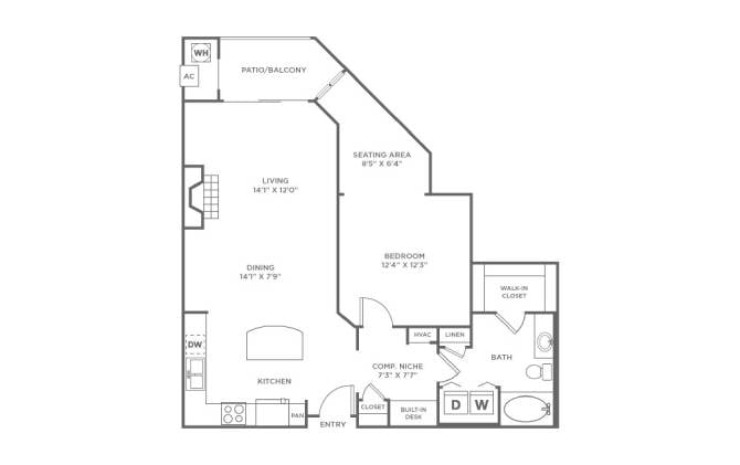1 Bed/1 Bath-A8 floor plan