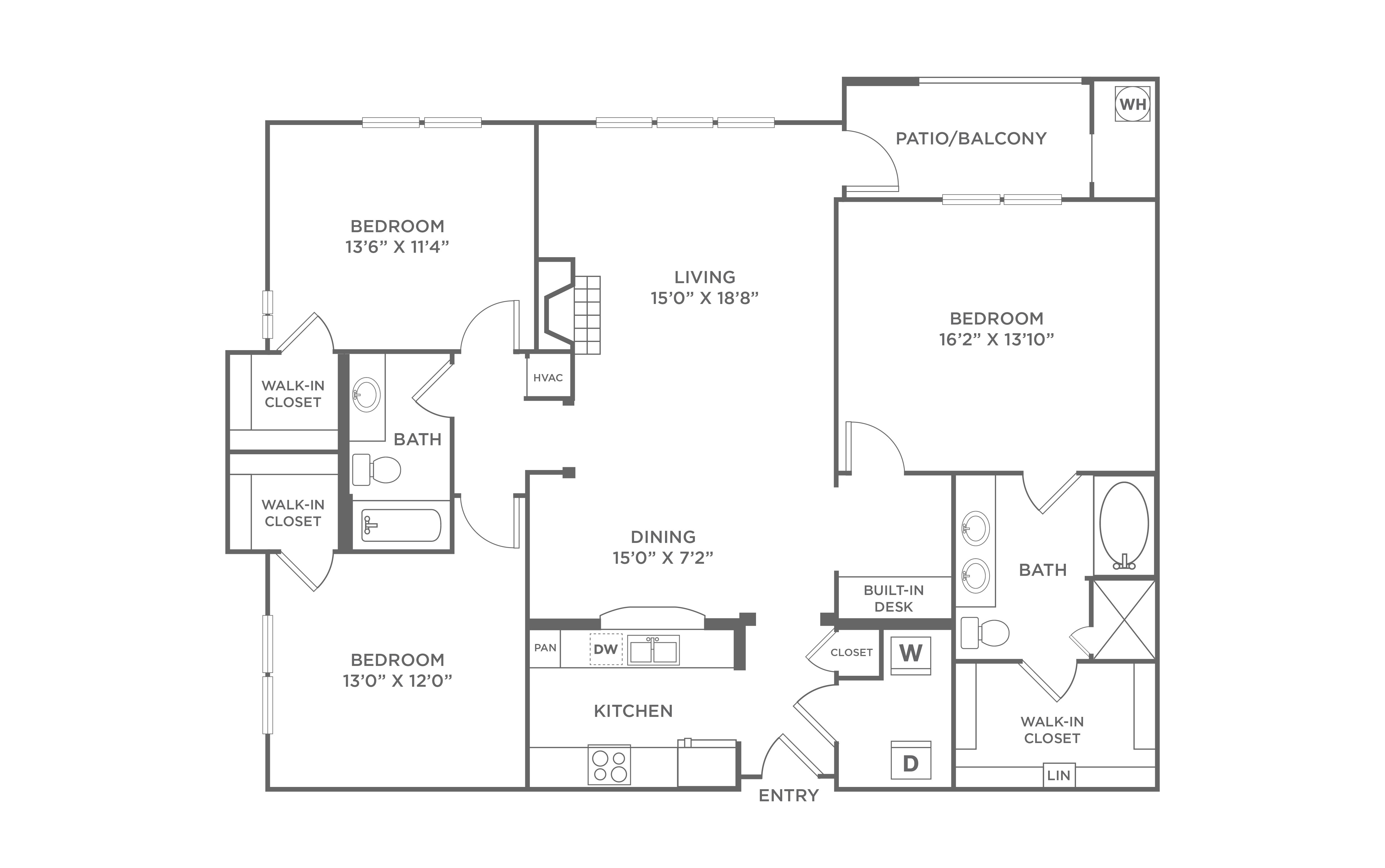 3 Bed/2 Bath-C1 floor plan