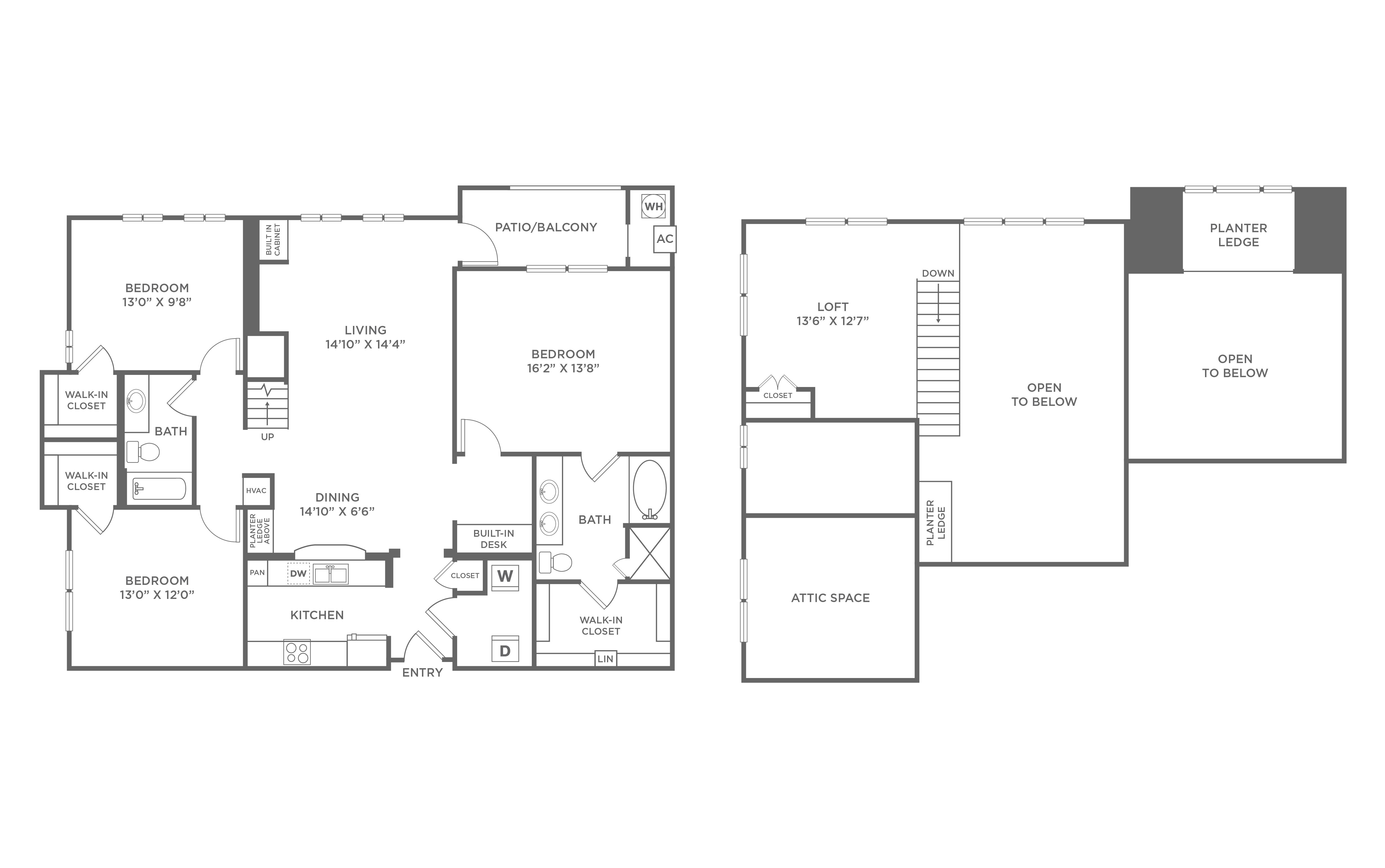 3 Bed/2 Bath Loft-C3L floor plan