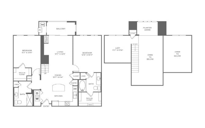 2 Bed/2 Bath Loft-B7L floor plan