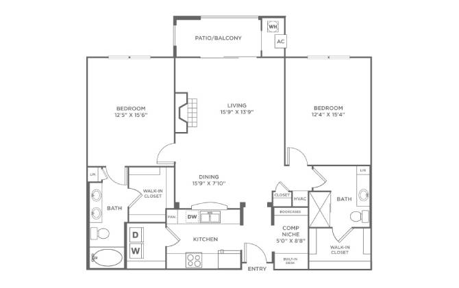 2 Bed/2 Bath-B4 floor plan