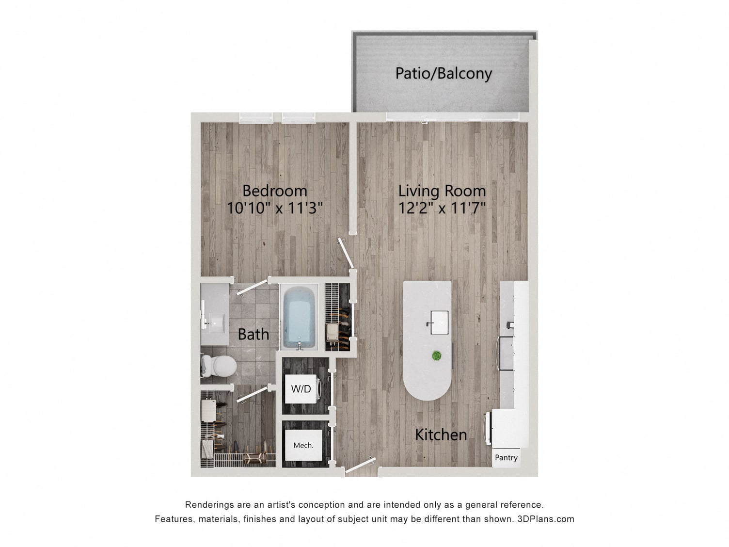 1 Bed/1 Bath-A1C floor plan