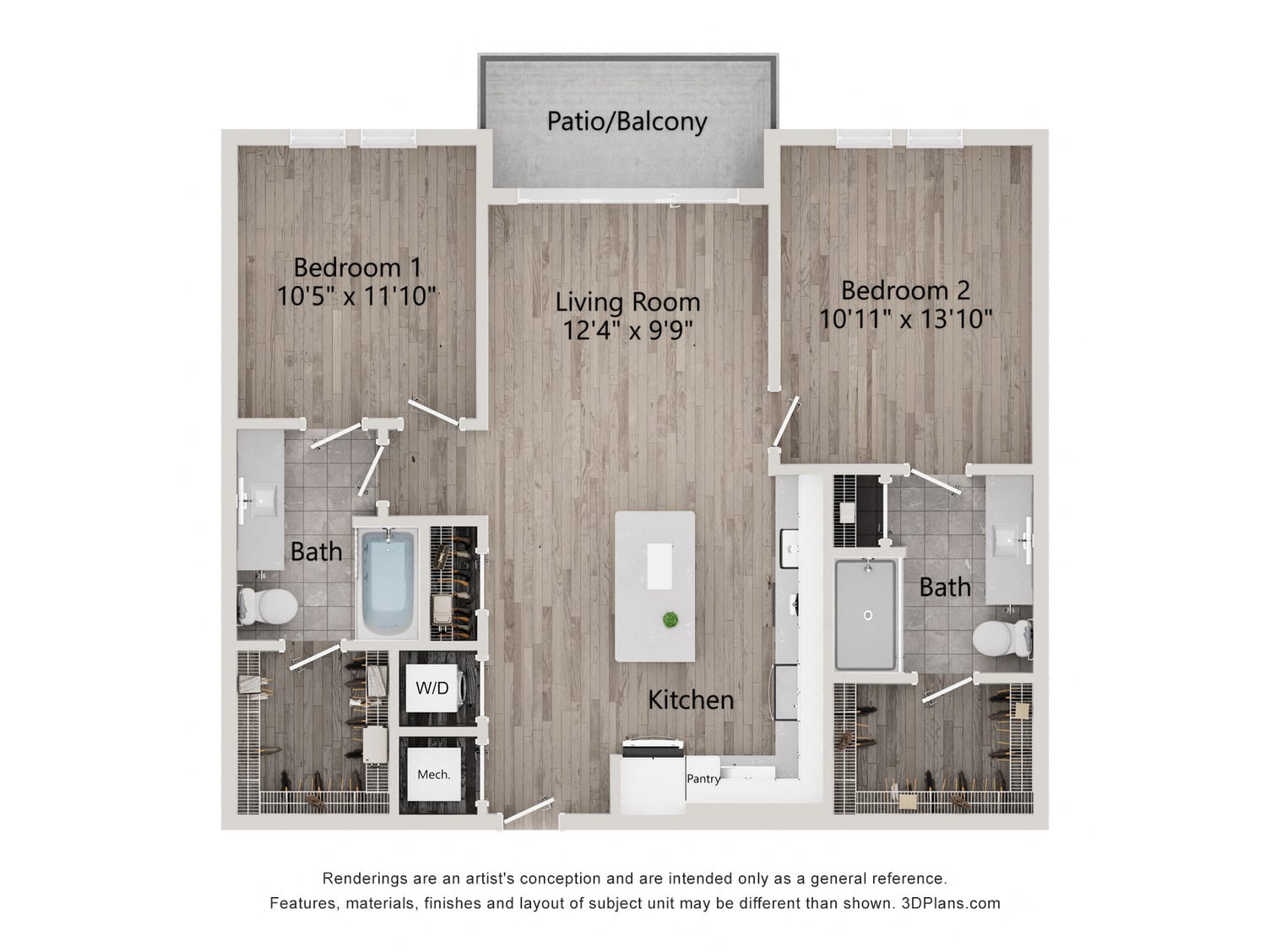 2 Bed/2 Bath-B2B floor plan
