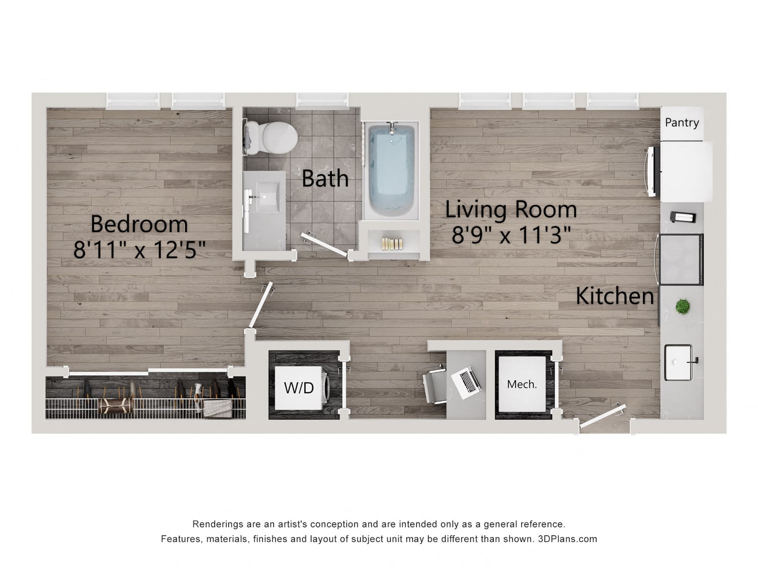 1 Bed/1 Bath-A1A floor plan