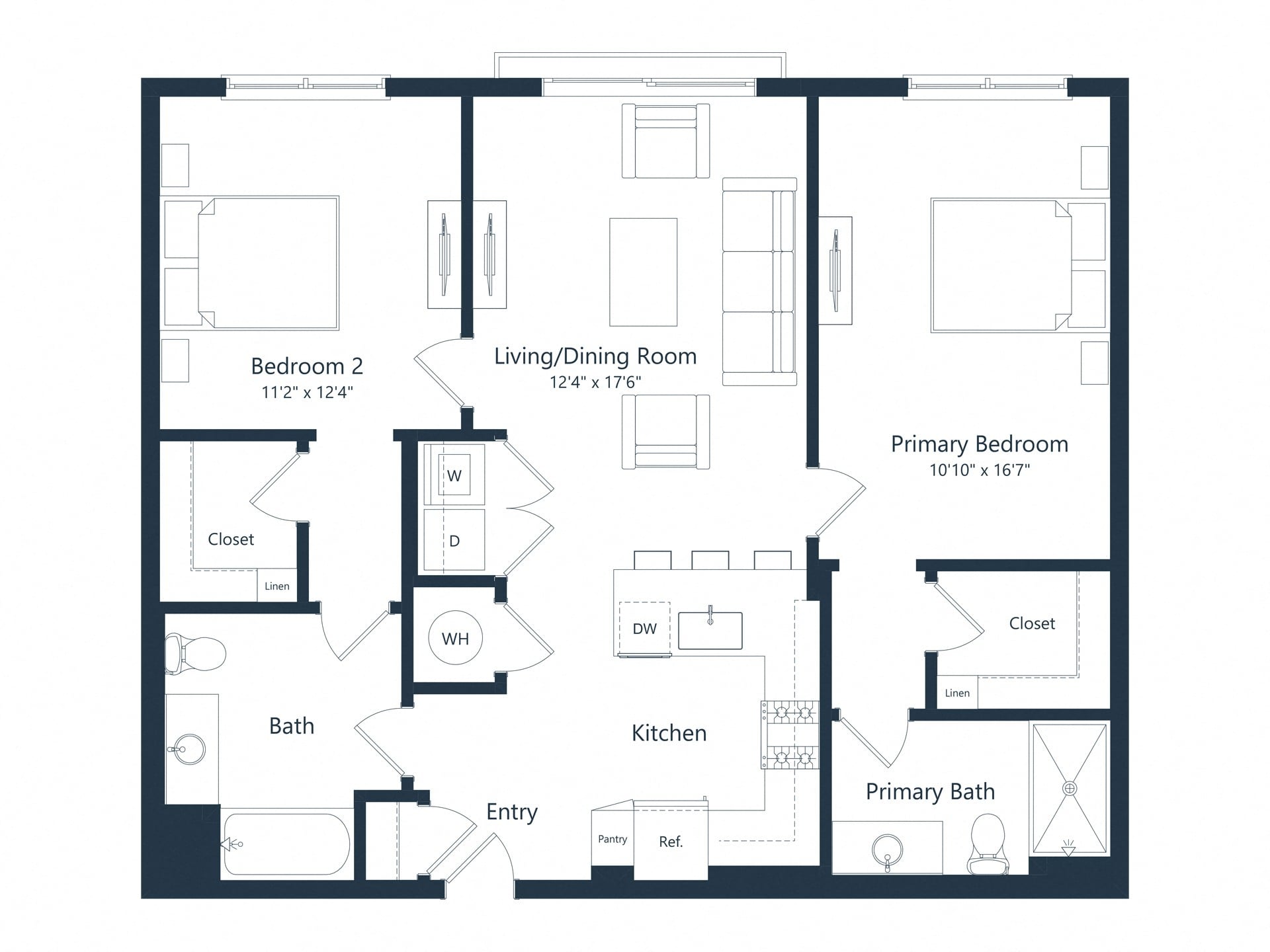 C2M2 | 2 Bed | 2 Bath floor plan