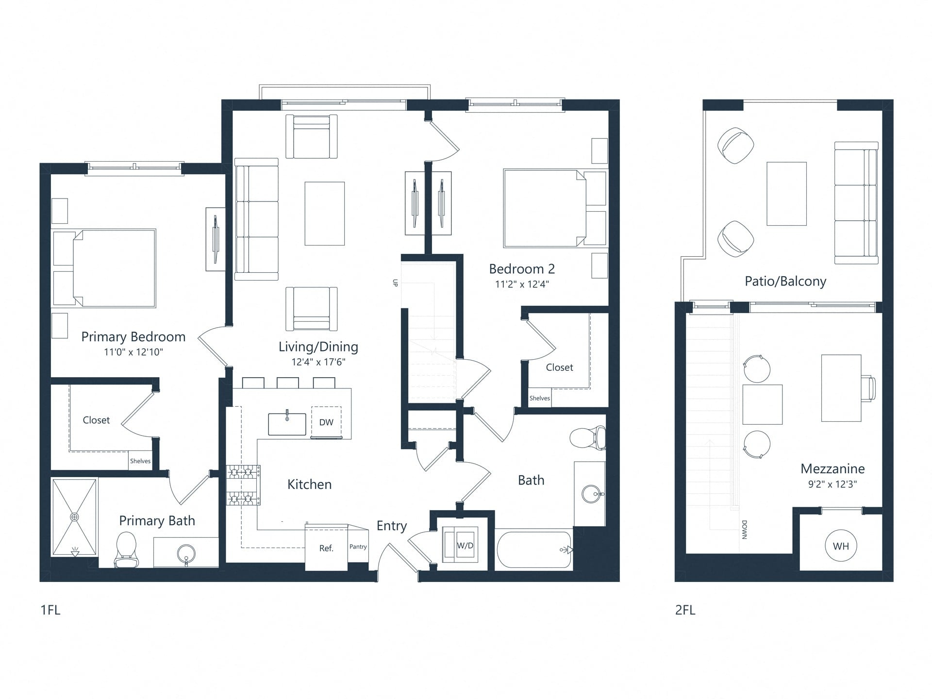 C2M5 Loft | 2 Bed | 2 Bath | Loft floor plan