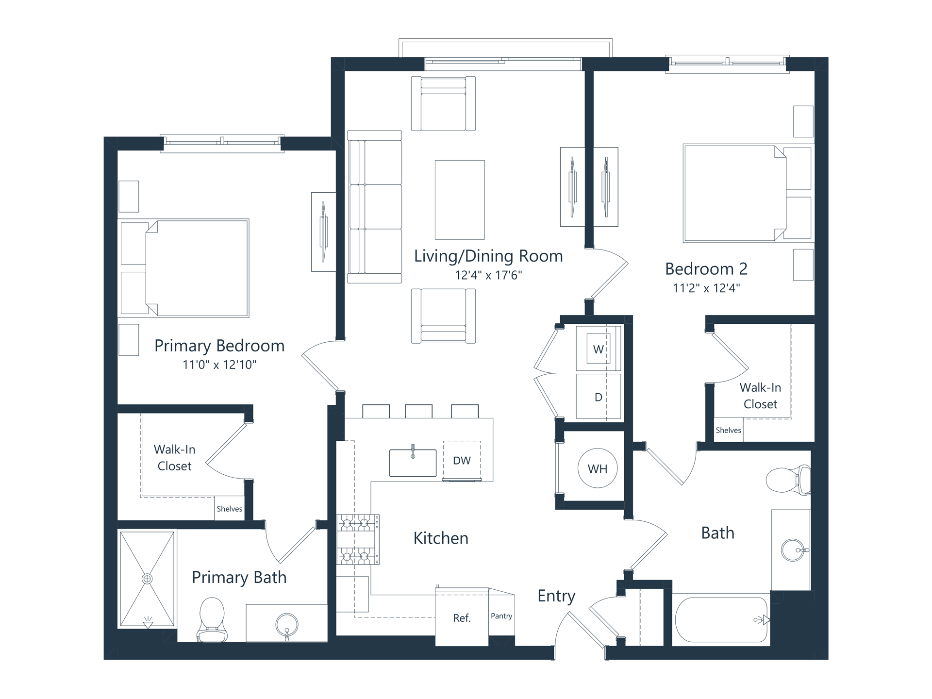 C3 | 2 Bed | 2 Bath floor plan